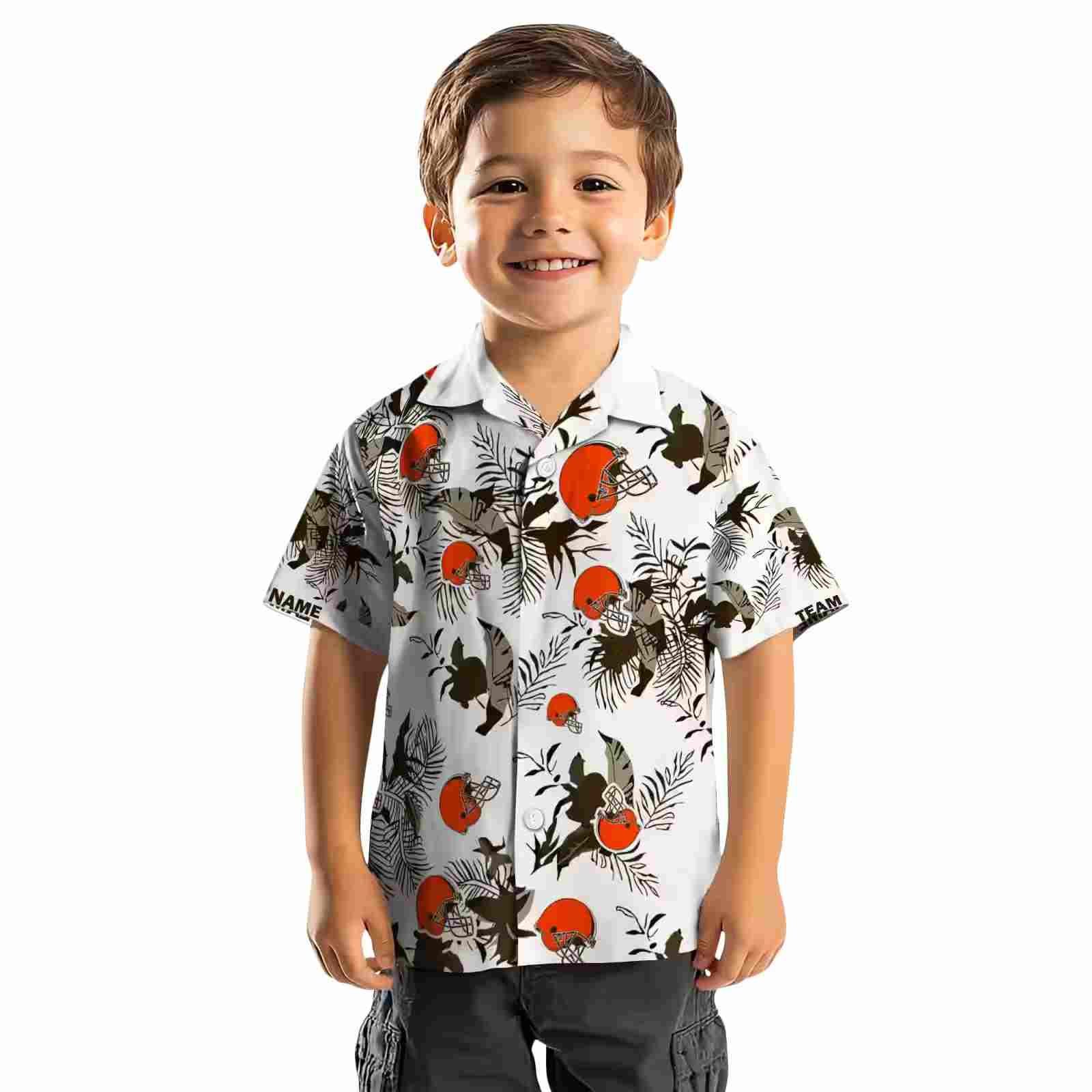 custom cleveland browns botanical theme brown white hawaiian shirt top rated