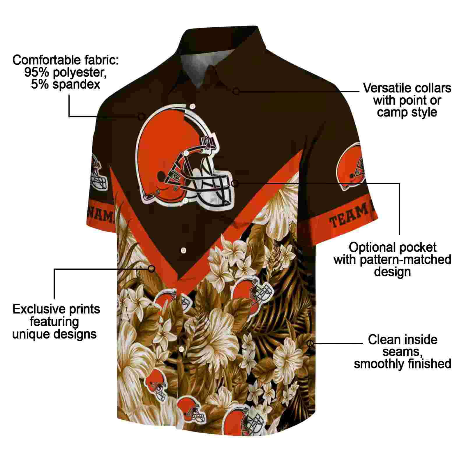 custom cleveland browns floral chevron brown hawaiian shirt new arrival