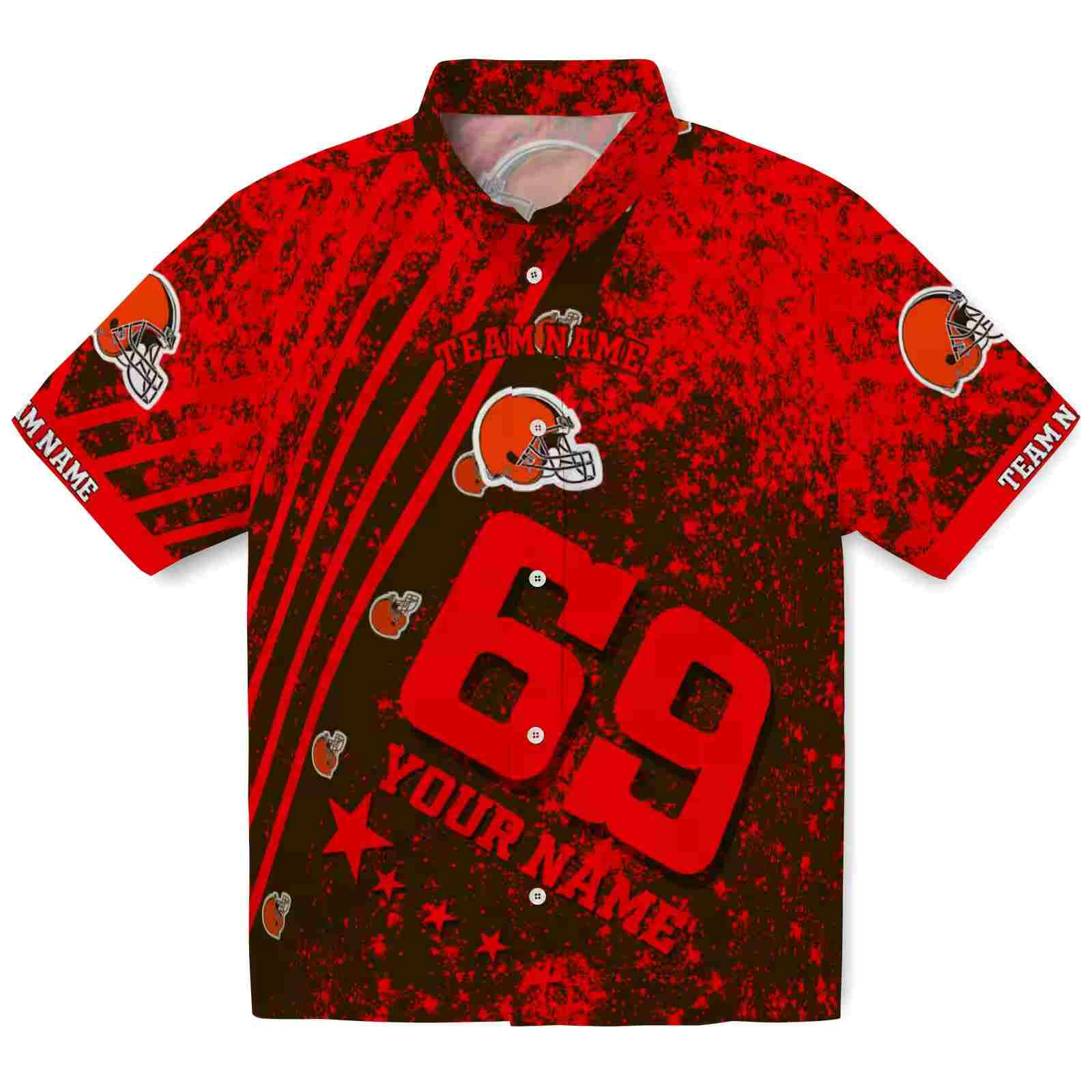 Custom Cleveland Browns Star Stripes Brown Hawaiian Shirt