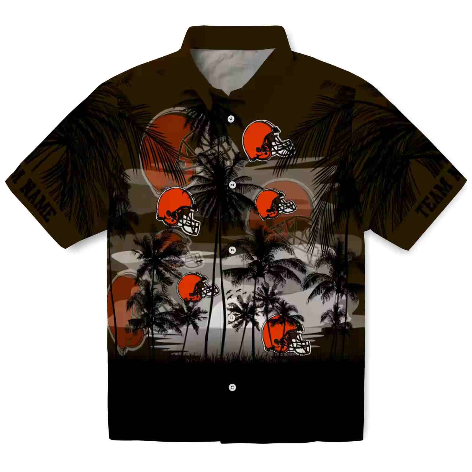 Custom Cleveland Browns Sunset Scene Brown Black Hawaiian Shirt