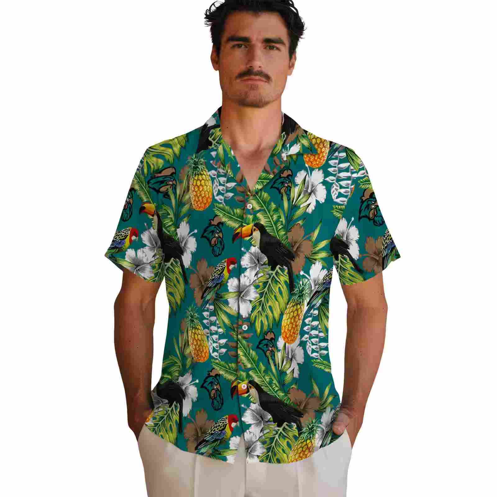 custom coastal carolina chanticleers tropical toucan green hawaiian shirt fashion forward