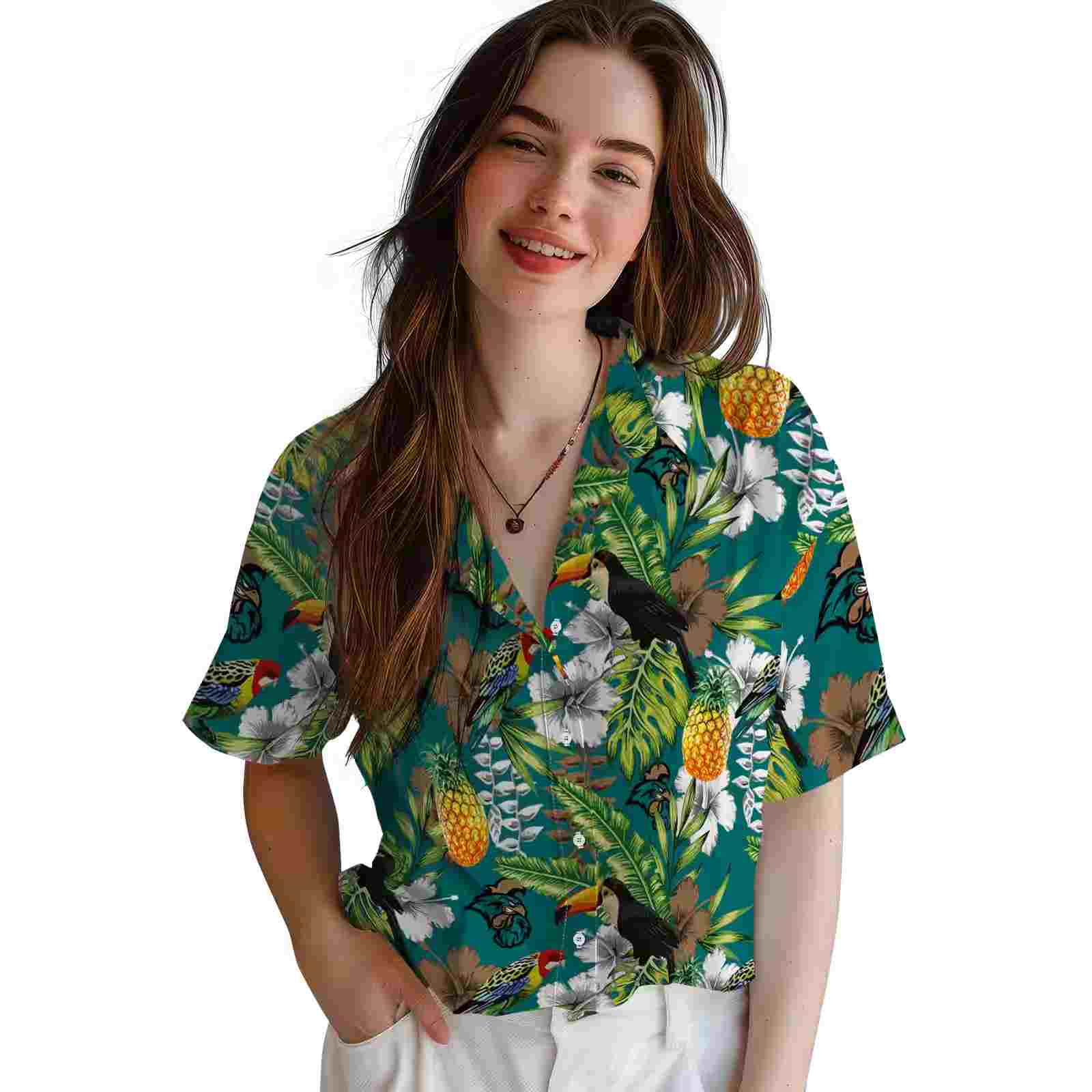 custom coastal carolina chanticleers tropical toucan green hawaiian shirt latest model