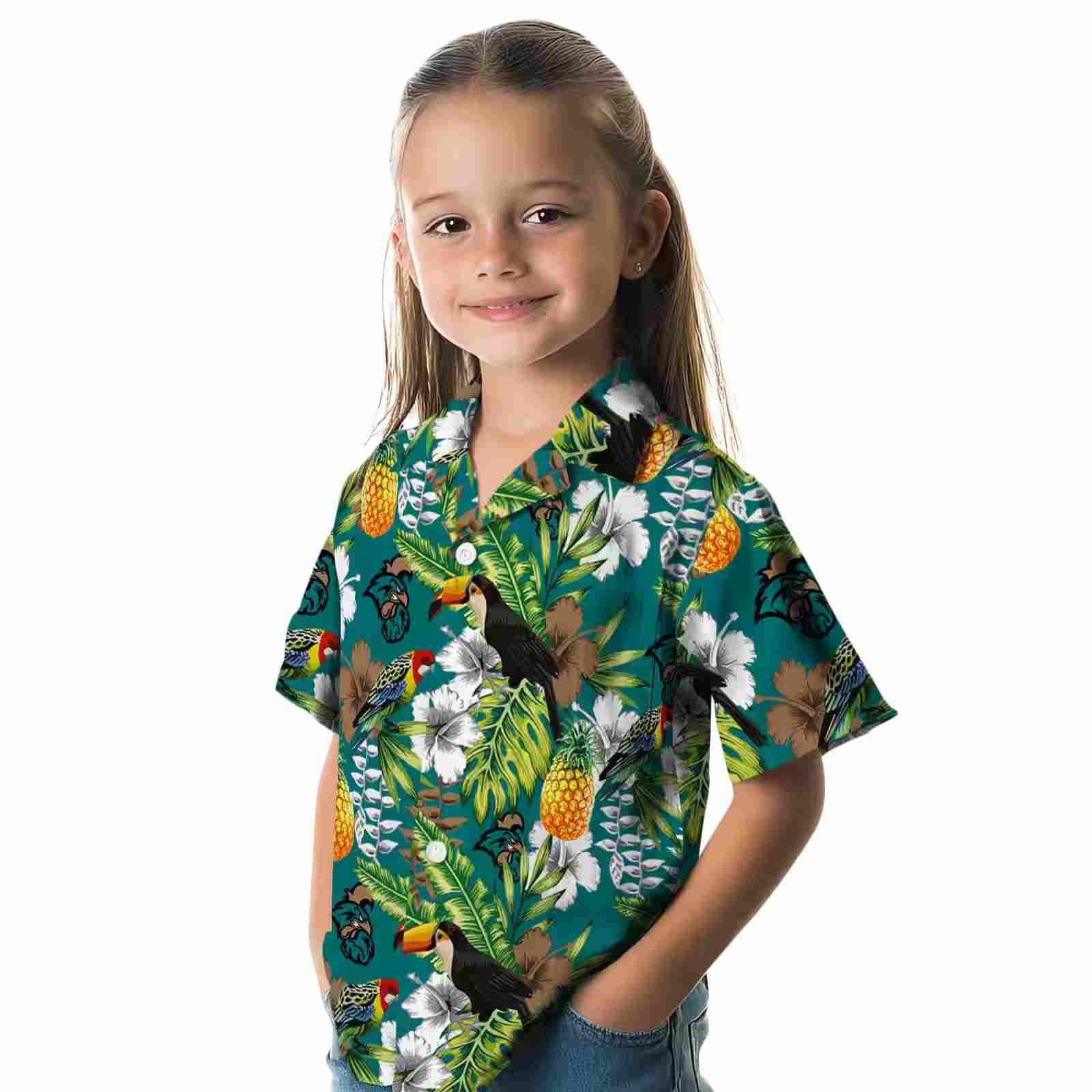 custom coastal carolina chanticleers tropical toucan green hawaiian shirt premium grade