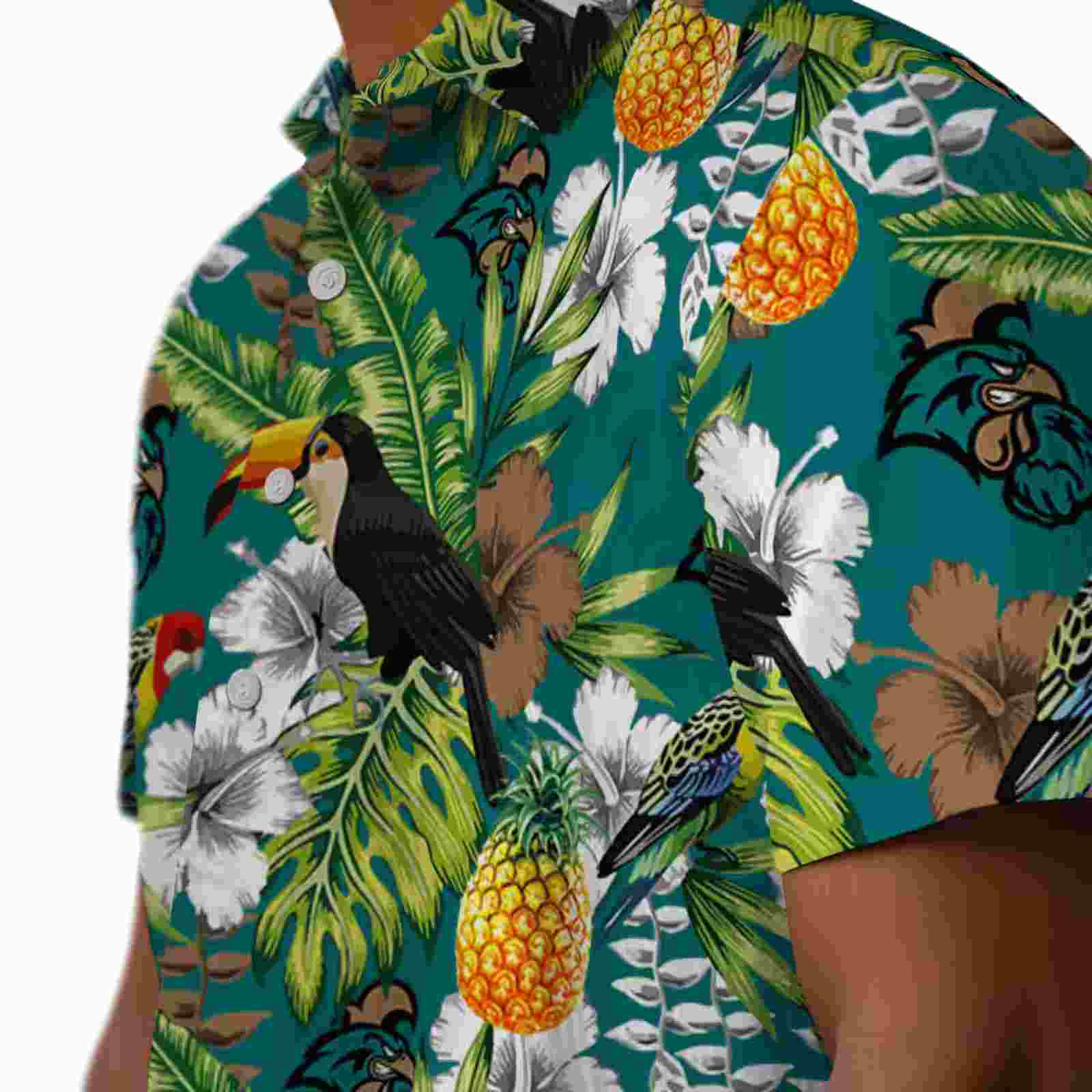 custom coastal carolina chanticleers tropical toucan green hawaiian shirt trendy