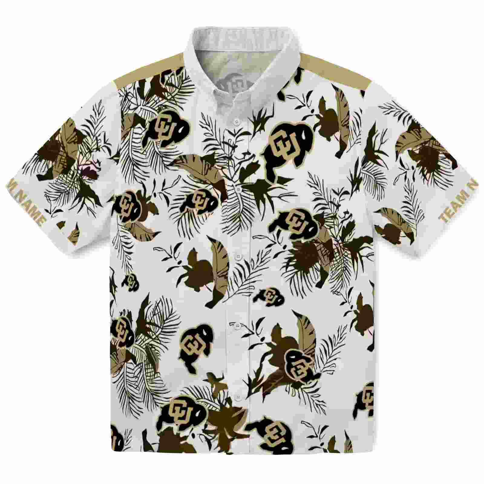 Custom Colorado Buffaloes Botanical Theme Gold White Hawaiian Shirt