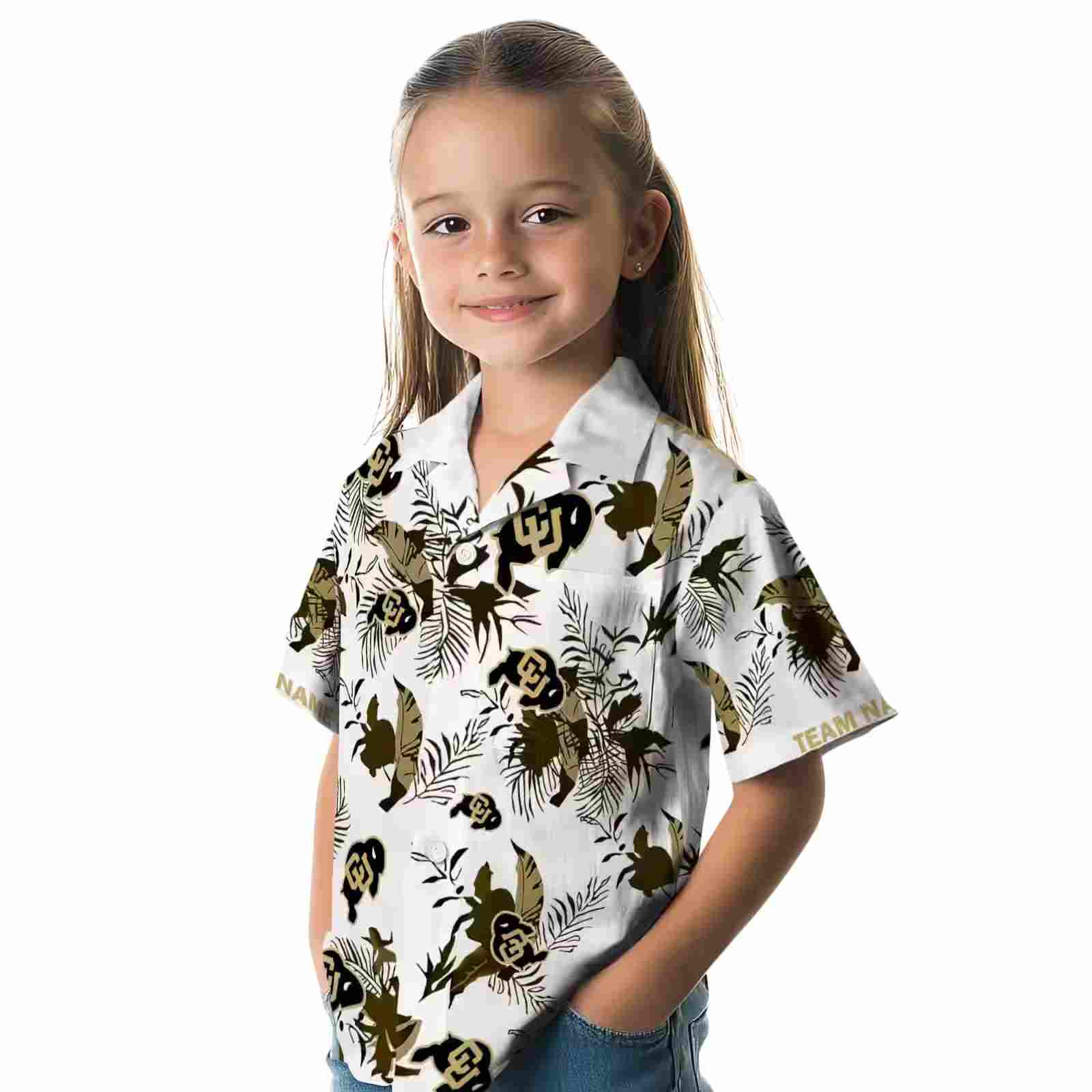 custom colorado buffaloes botanical theme gold white hawaiian shirt premium grade