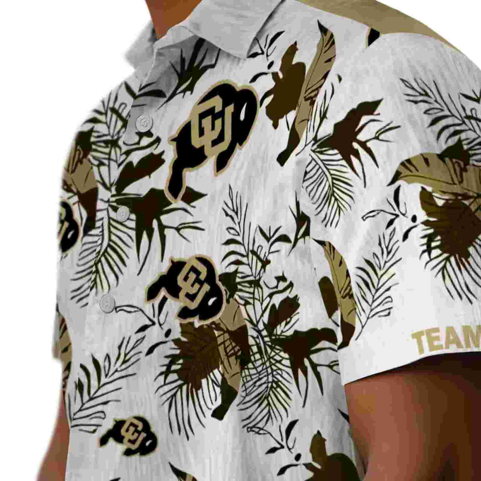 custom colorado buffaloes botanical theme gold white hawaiian shirt trendy