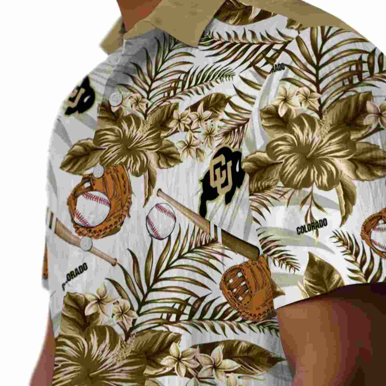 custom colorado buffaloes floral baseball gold white hawaiian shirt trendy