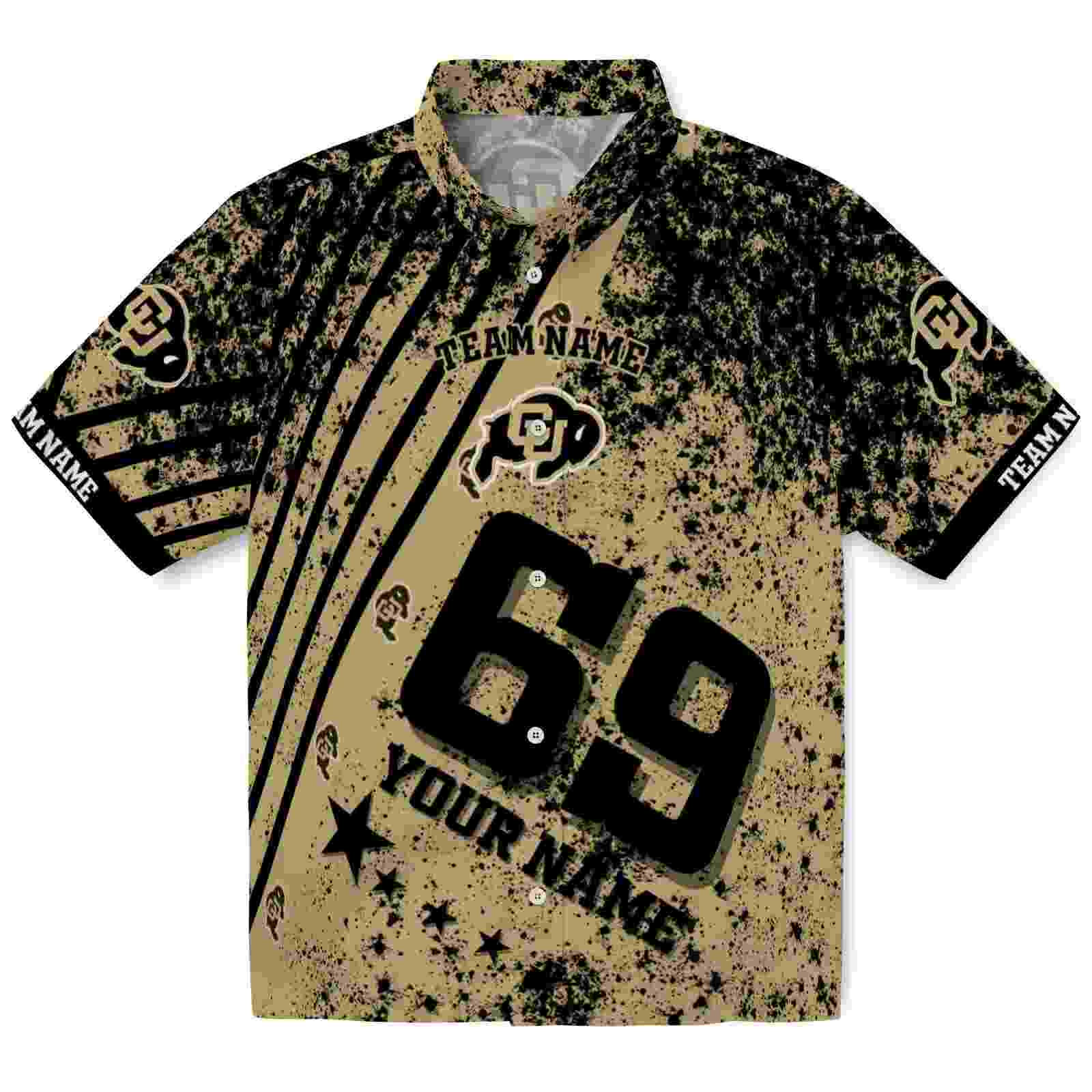 Custom Colorado Buffaloes Star Stripes Gold Hawaiian Shirt