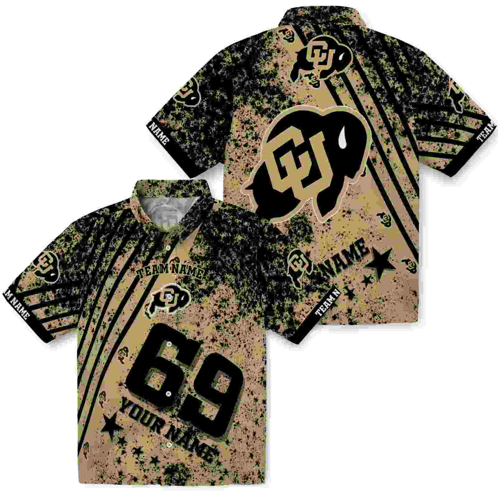 custom colorado buffaloes star stripes gold hawaiian shirt high quality