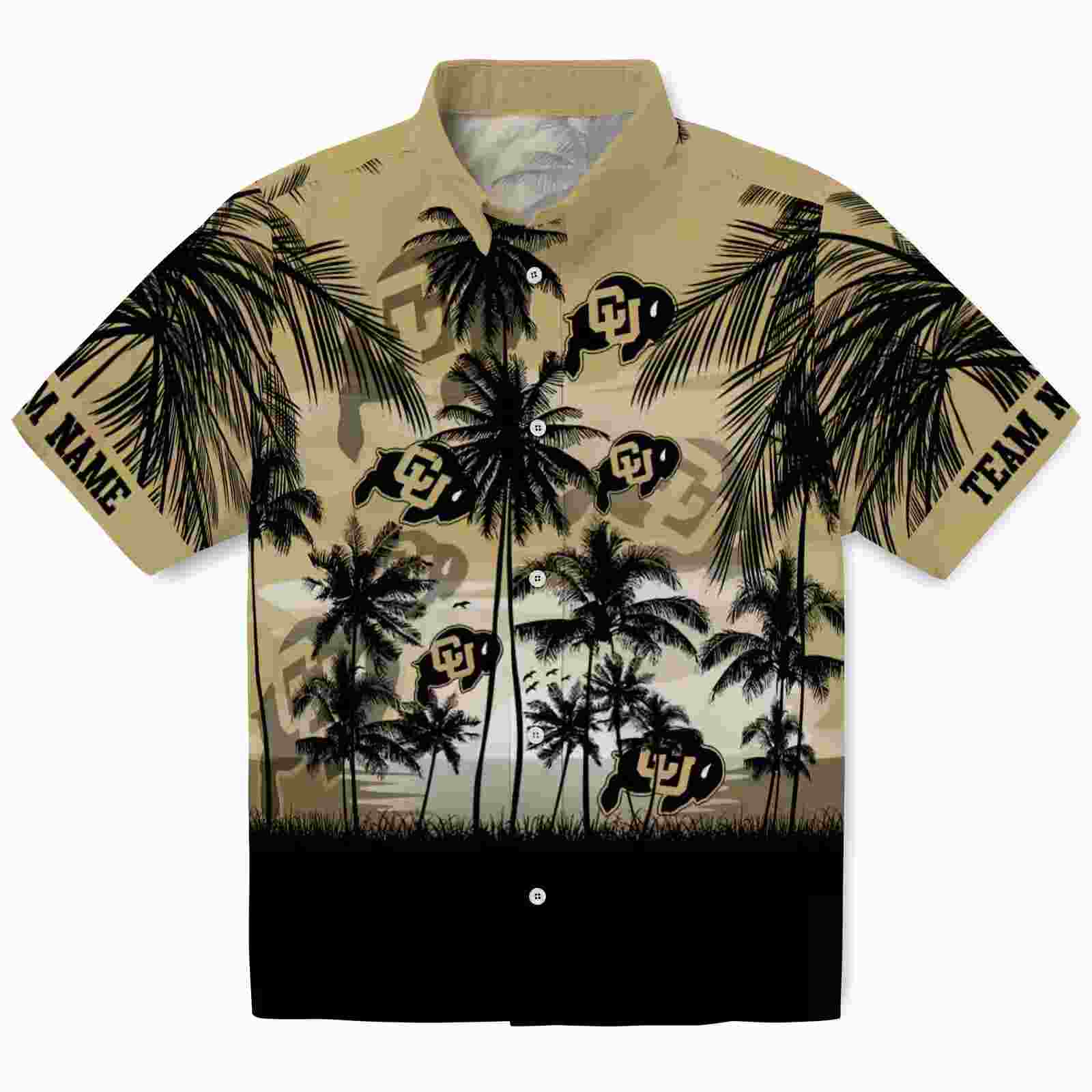 Custom Colorado Buffaloes Sunset Scene Gold Black Hawaiian Shirt