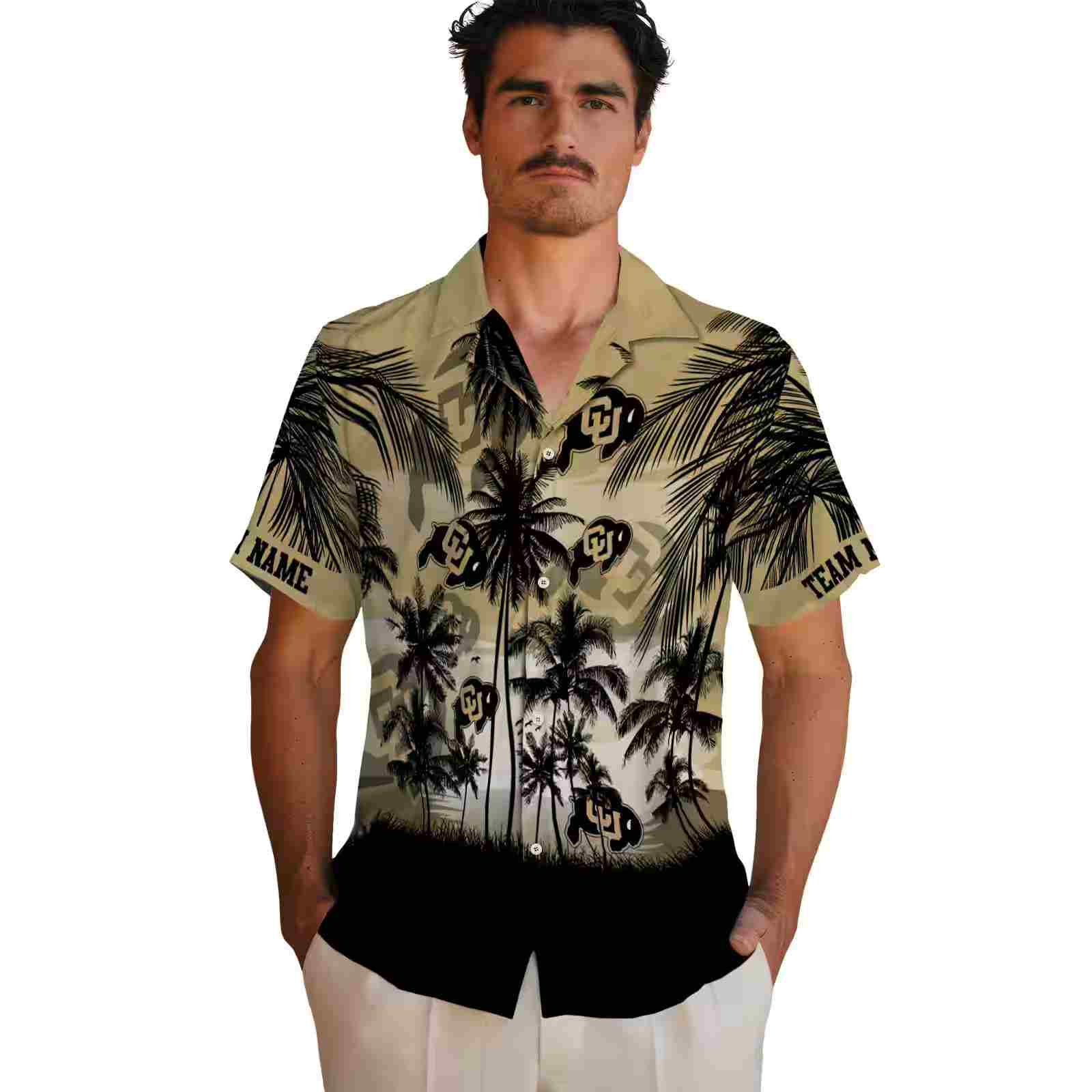 custom colorado buffaloes sunset scene gold black hawaiian shirt fashion forward