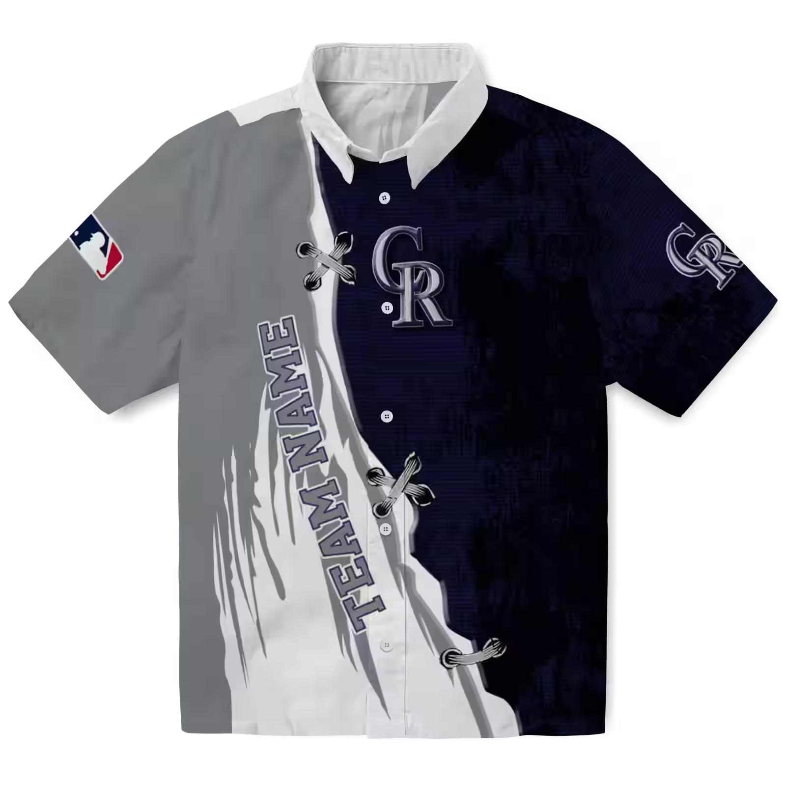 Custom Colorado Rockies Edgy Streaks Blue White Hawaiian Shirt