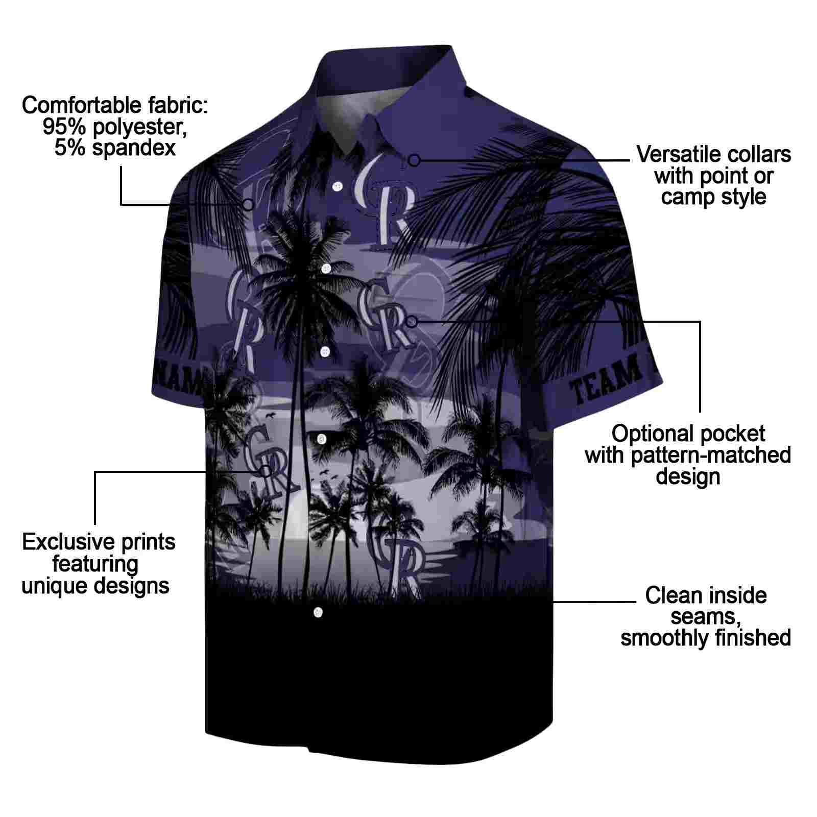 custom colorado rockies sunset scene blue black hawaiian shirt new arrival