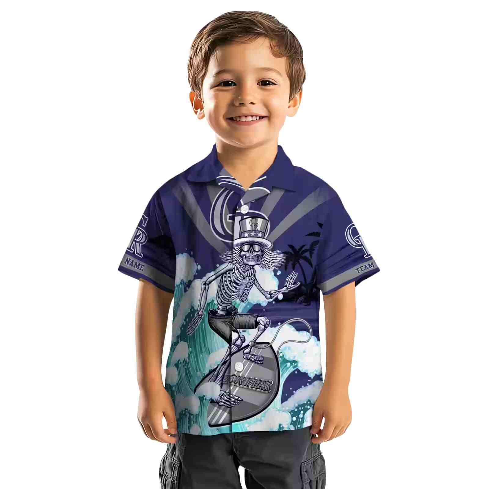 custom colorado rockies surfing skeleton blue hawaiian shirt top rated