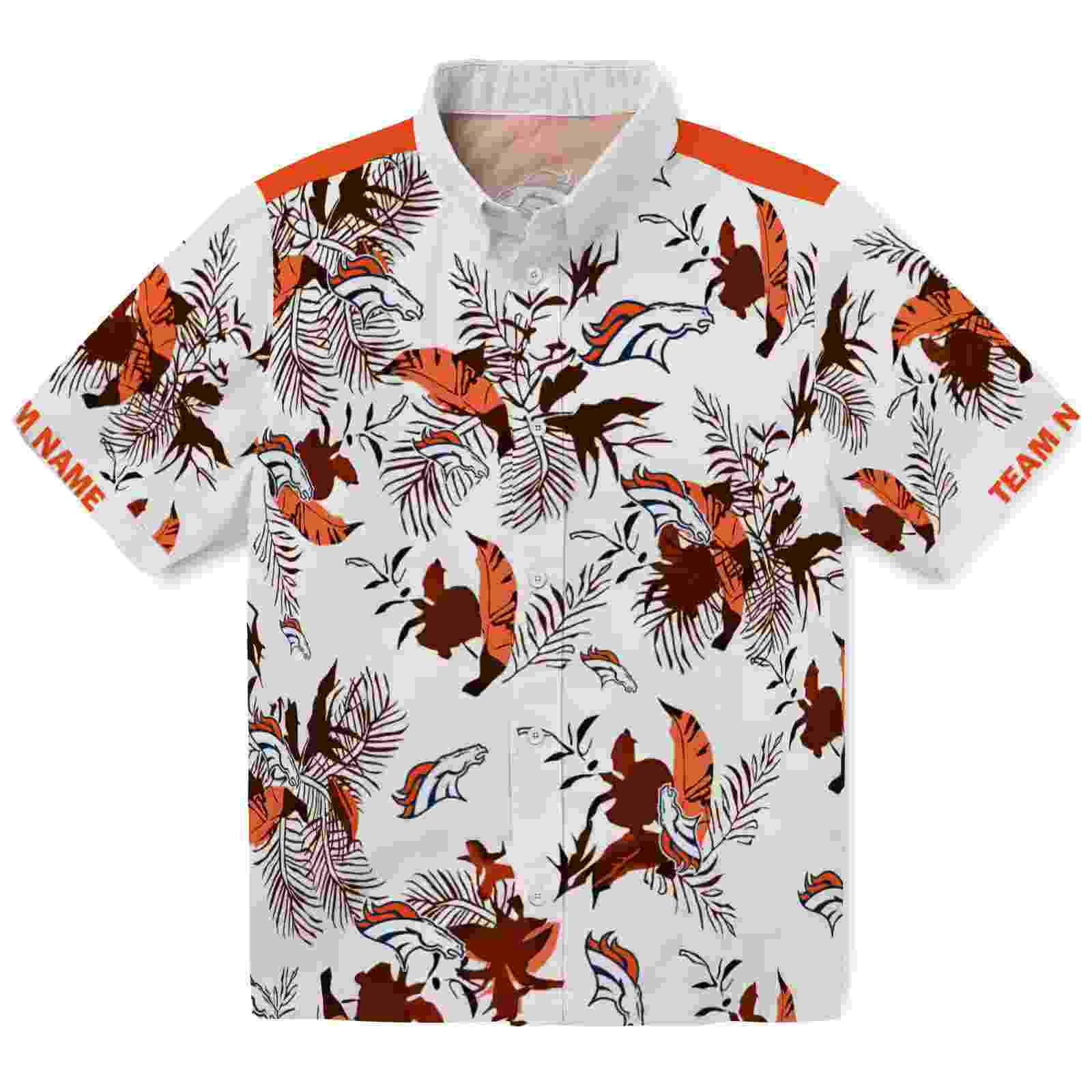 Custom Denver Broncos Botanical Theme Orange White Hawaiian Shirt