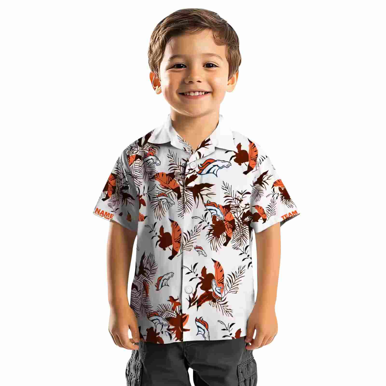 custom denver broncos botanical theme orange white hawaiian shirt top rated