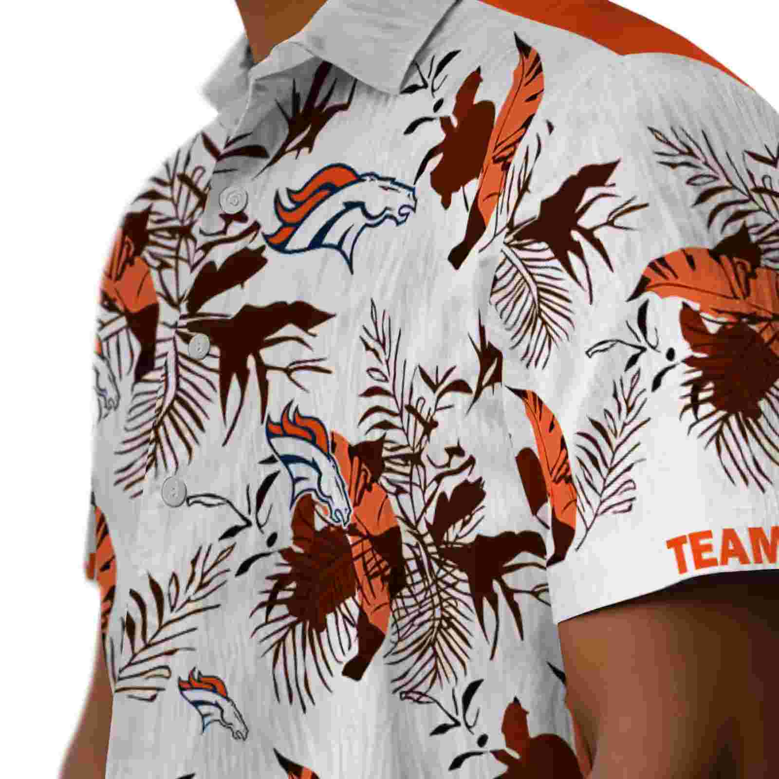 custom denver broncos botanical theme orange white hawaiian shirt trendy