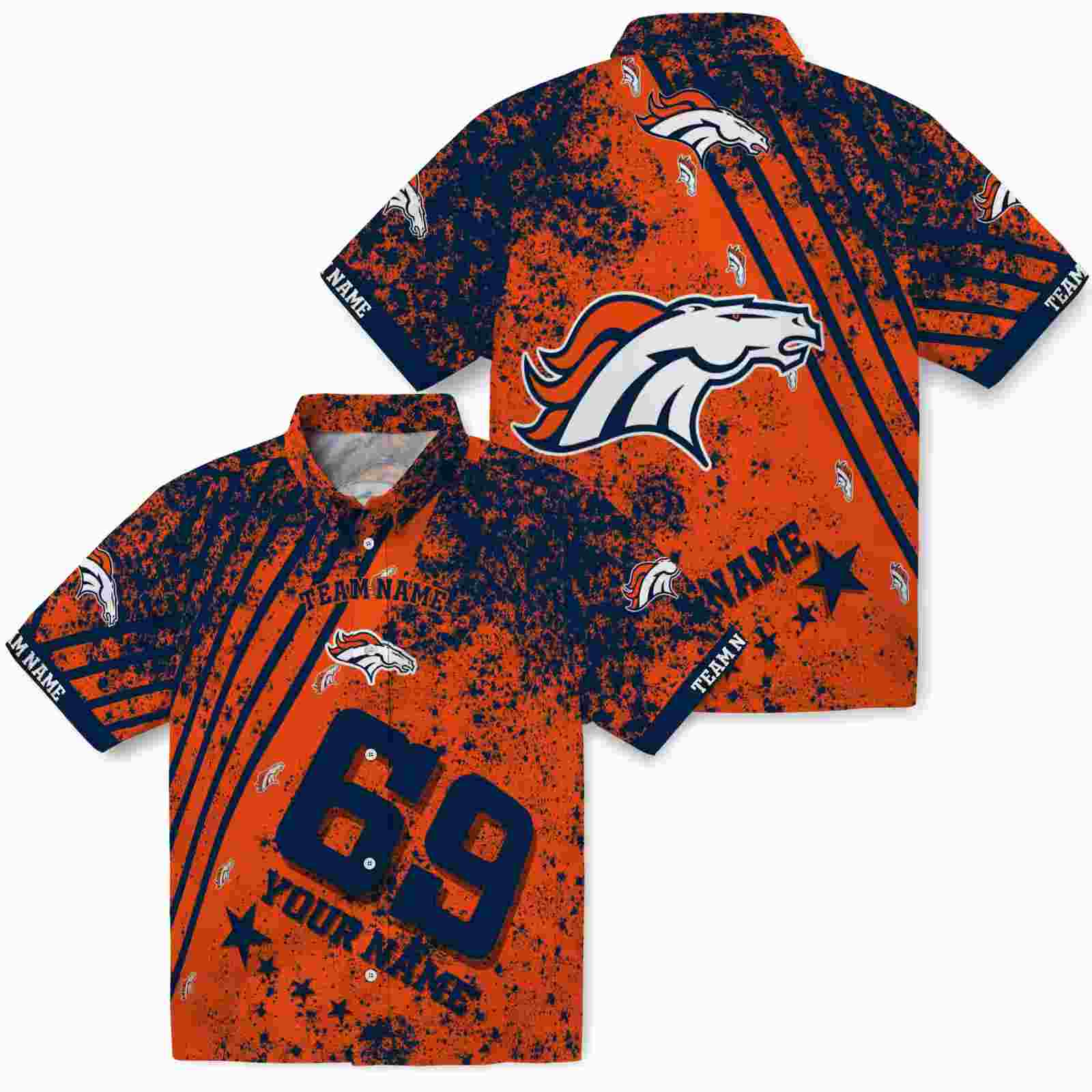 custom denver broncos star stripes orange hawaiian shirt high quality