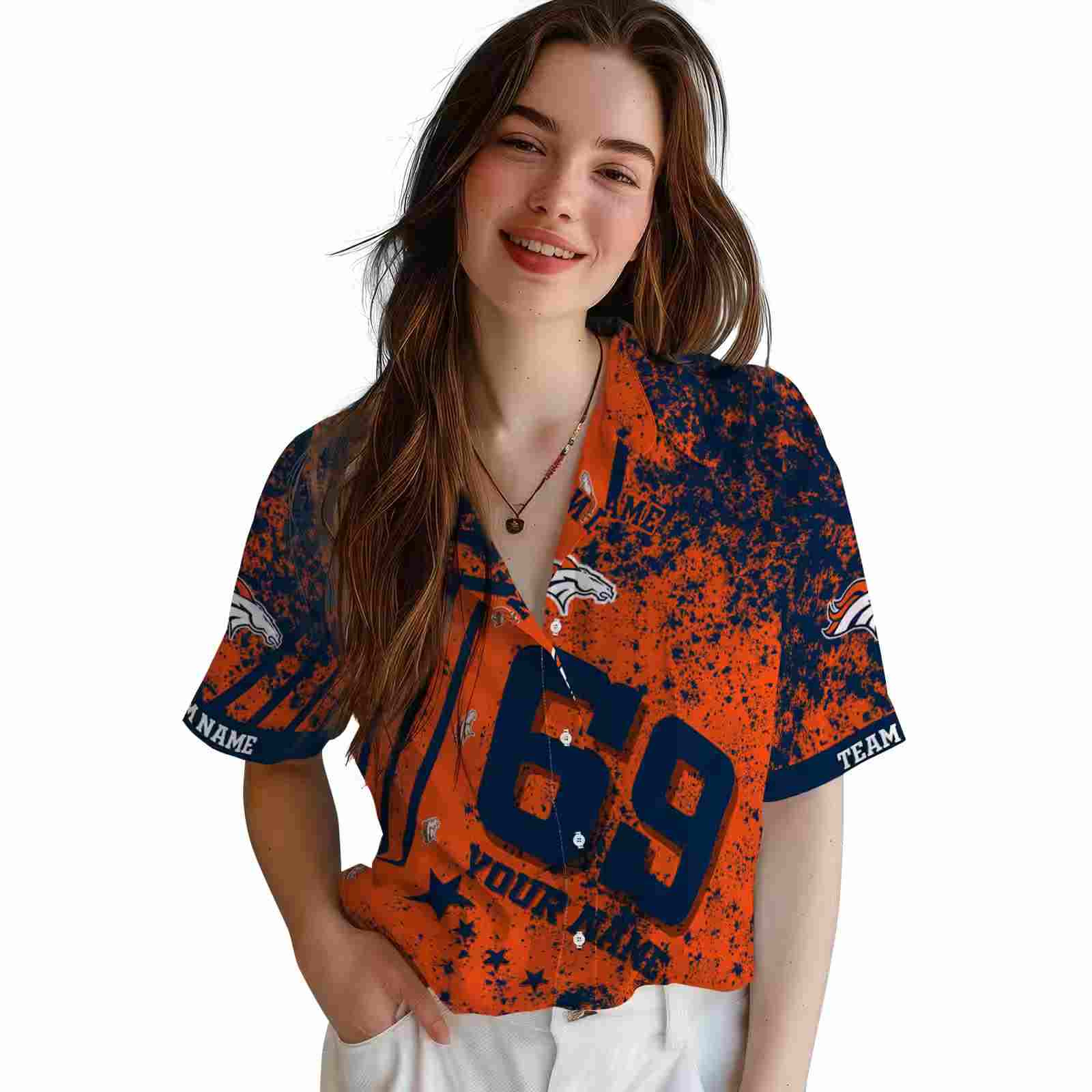 custom denver broncos star stripes orange hawaiian shirt latest model