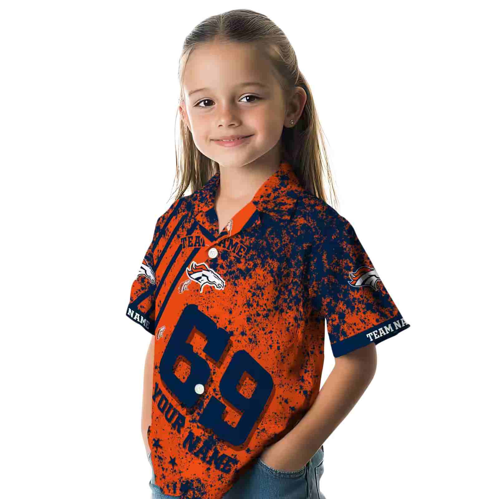 custom denver broncos star stripes orange hawaiian shirt premium grade