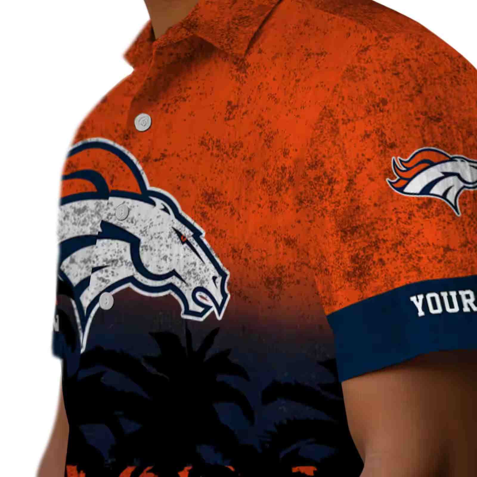 custom denver broncos sunset pattern orange black hawaiian shirt trendy