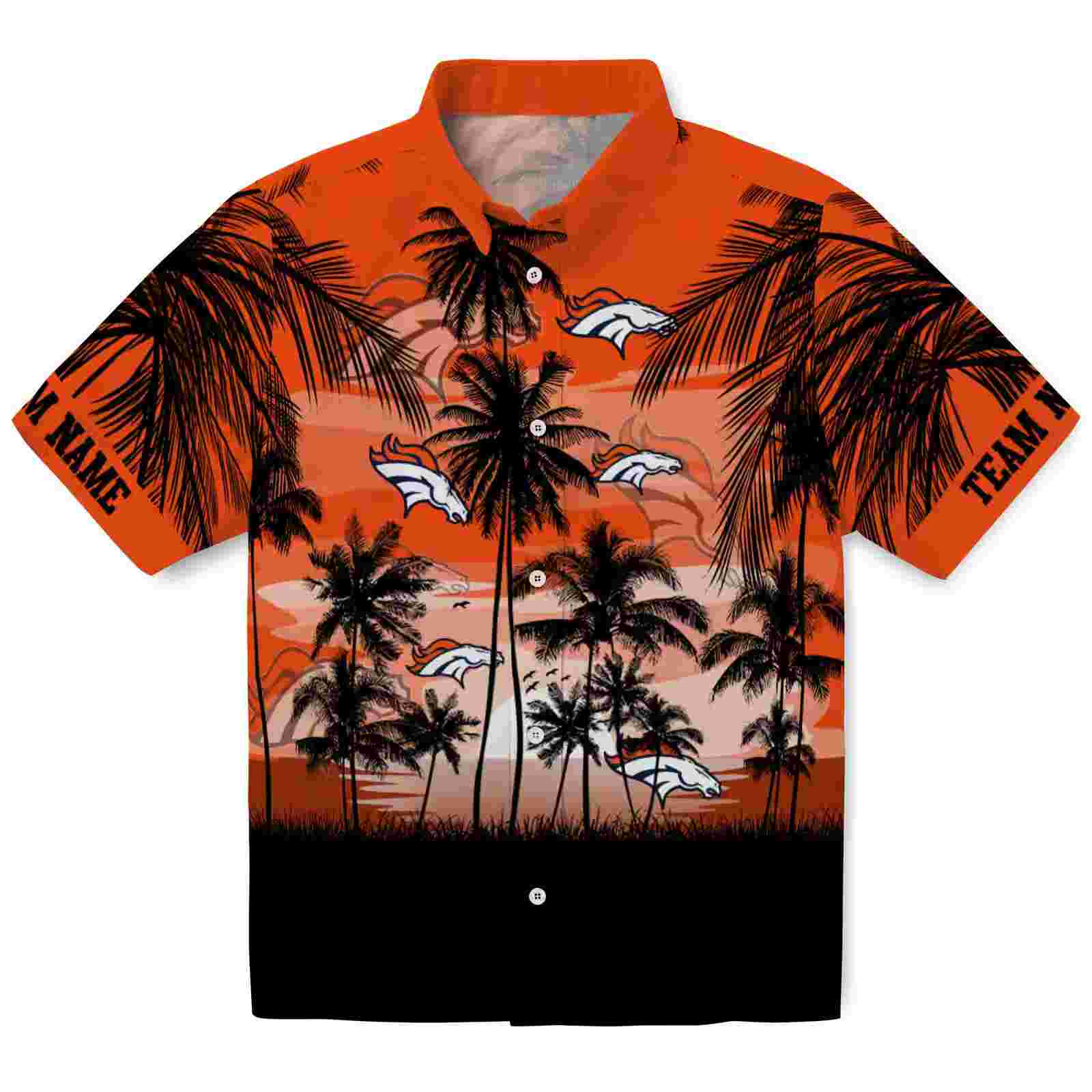 Custom Denver Broncos Sunset Scene Orange Black Hawaiian Shirt