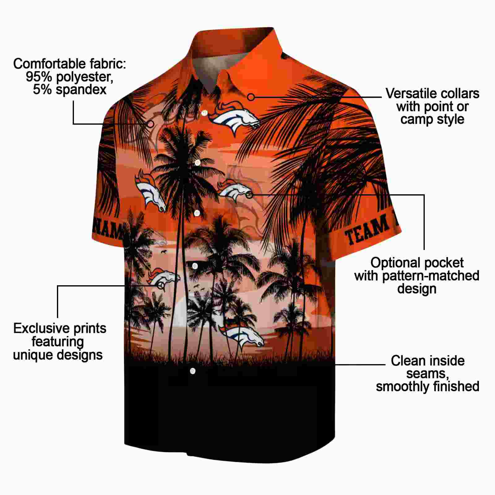 custom denver broncos sunset scene orange black hawaiian shirt new arrival