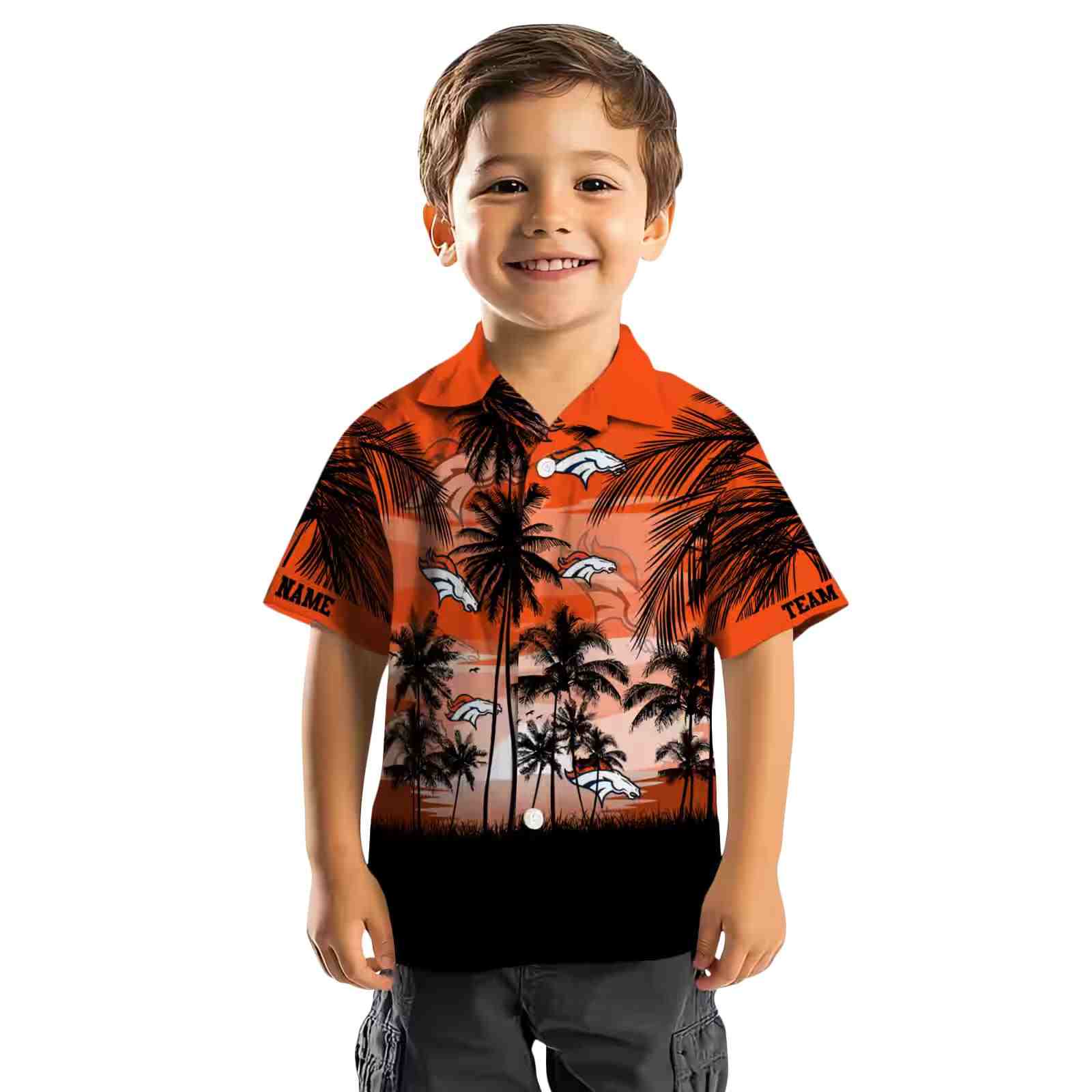 custom denver broncos sunset scene orange black hawaiian shirt top rated