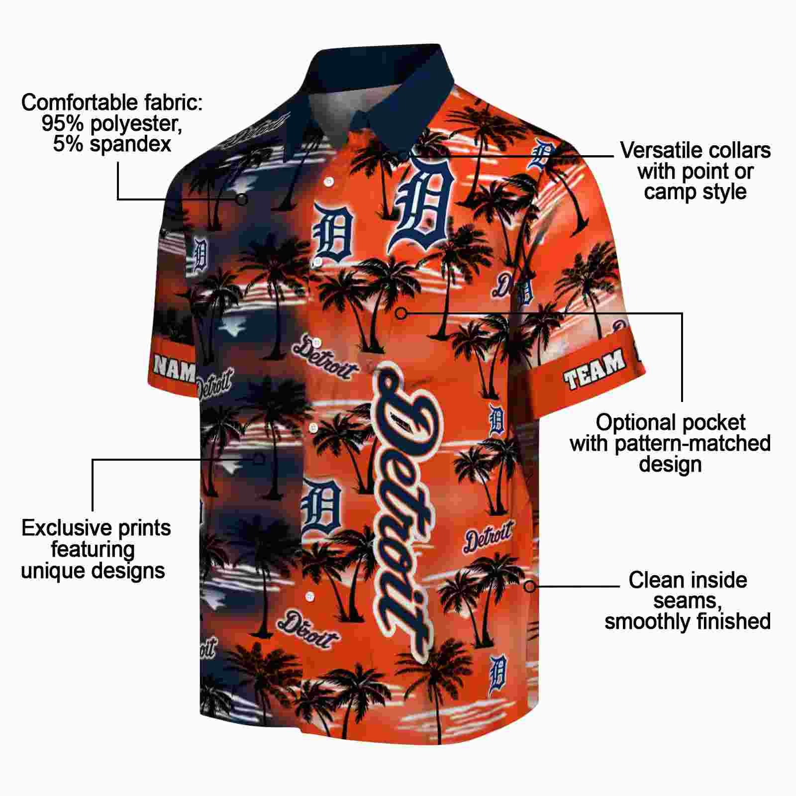 custom detroit tigers palm silhouettes navy hawaiian shirt new arrival