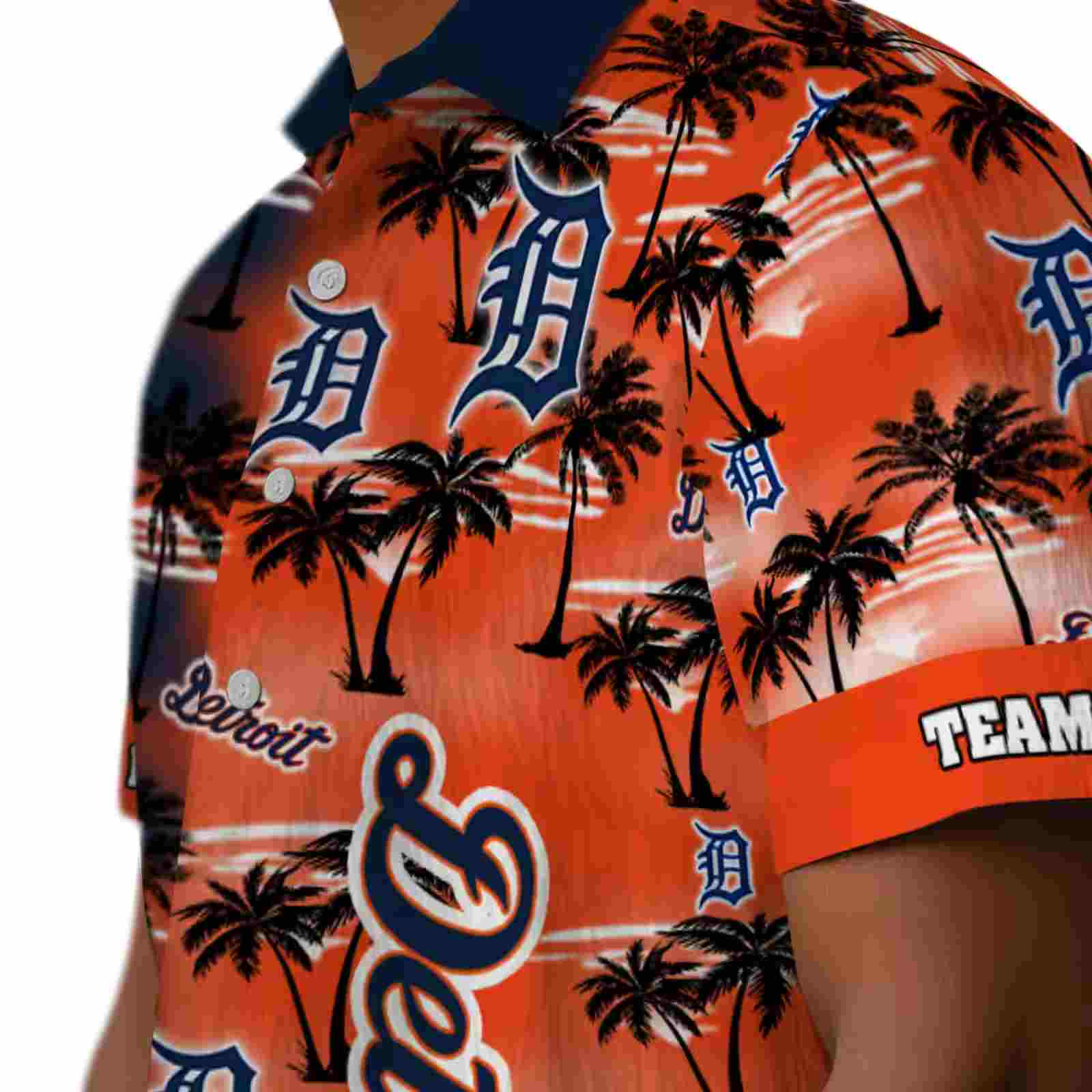 custom detroit tigers palm silhouettes navy hawaiian shirt trendy