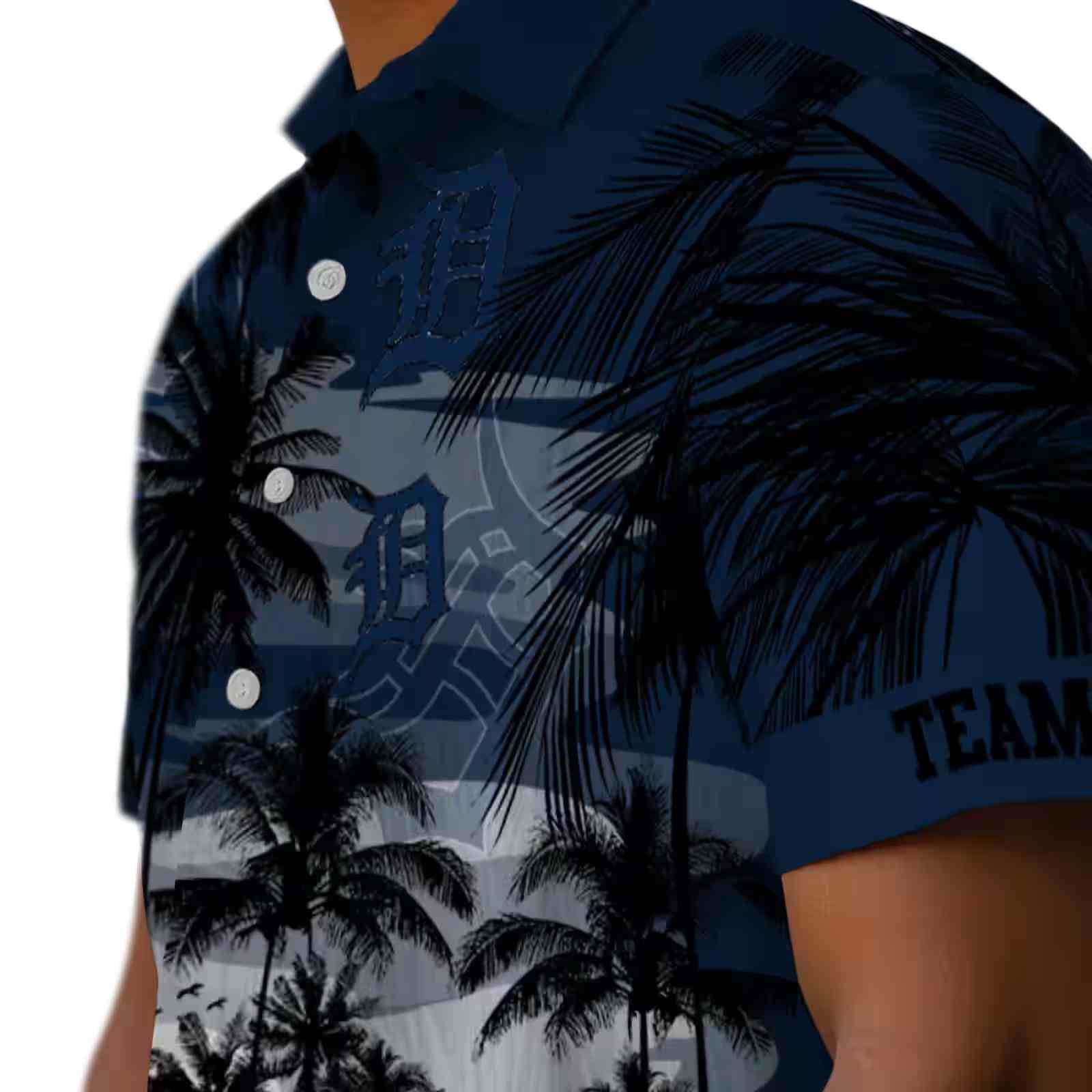 custom detroit tigers sunset scene navy black hawaiian shirt trendy