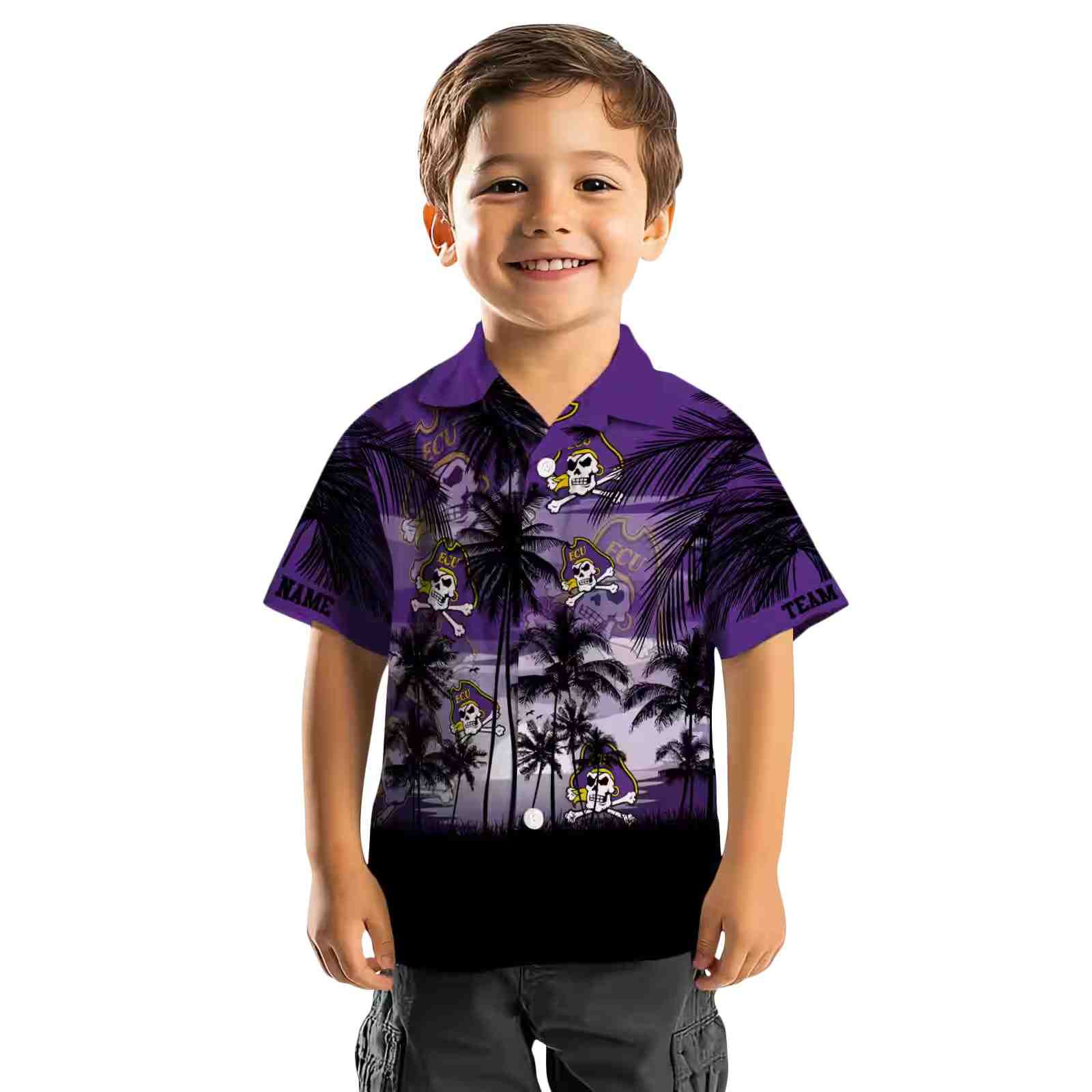 custom east carolina pirates sunset scene purple black hawaiian shirt top rated