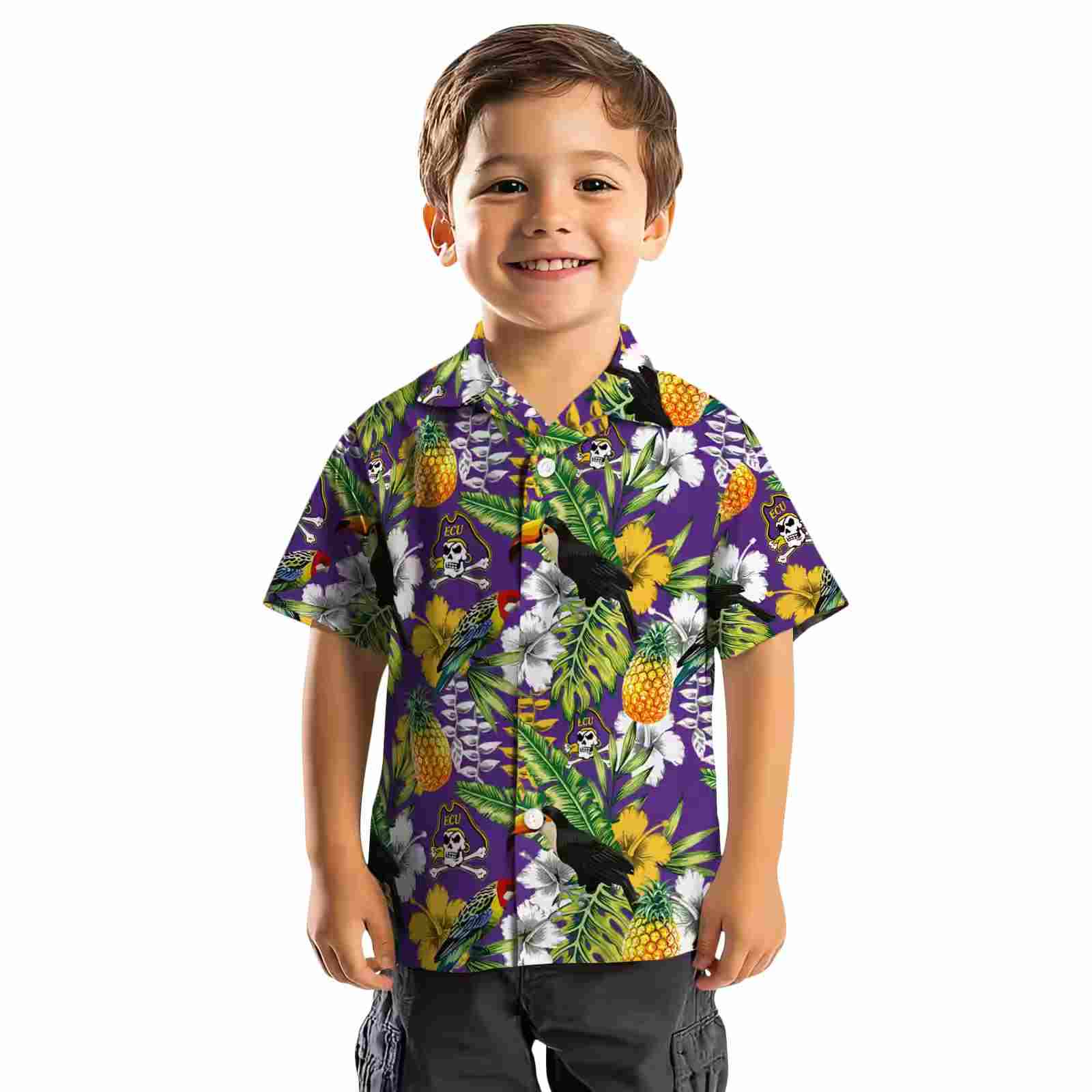 custom east carolina pirates tropical toucan purple green hawaiian shirt top rated