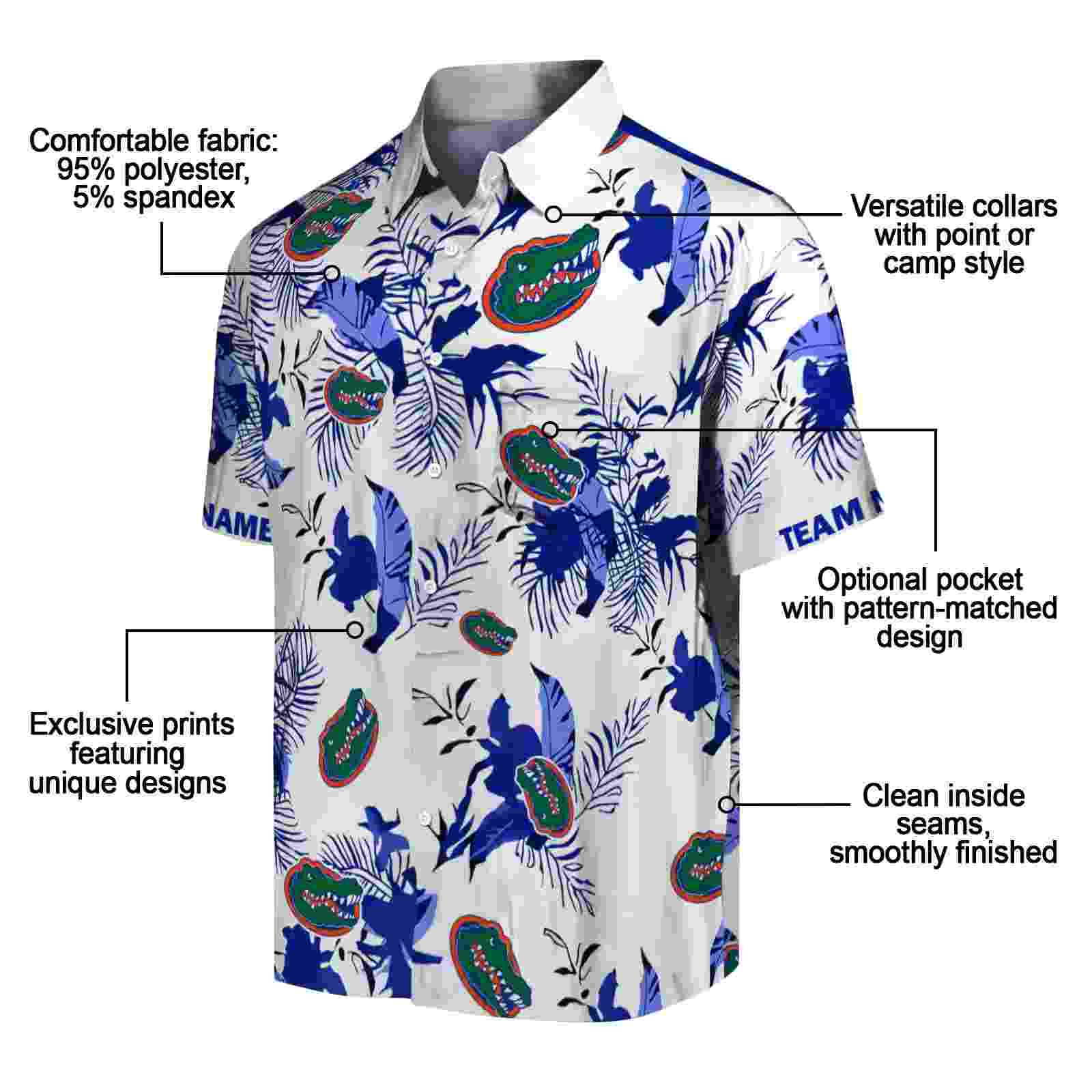 custom florida gators botanical theme blue white hawaiian shirt new arrival