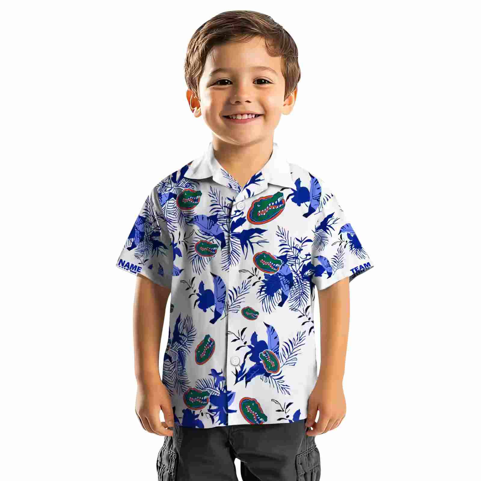 custom florida gators botanical theme blue white hawaiian shirt top rated