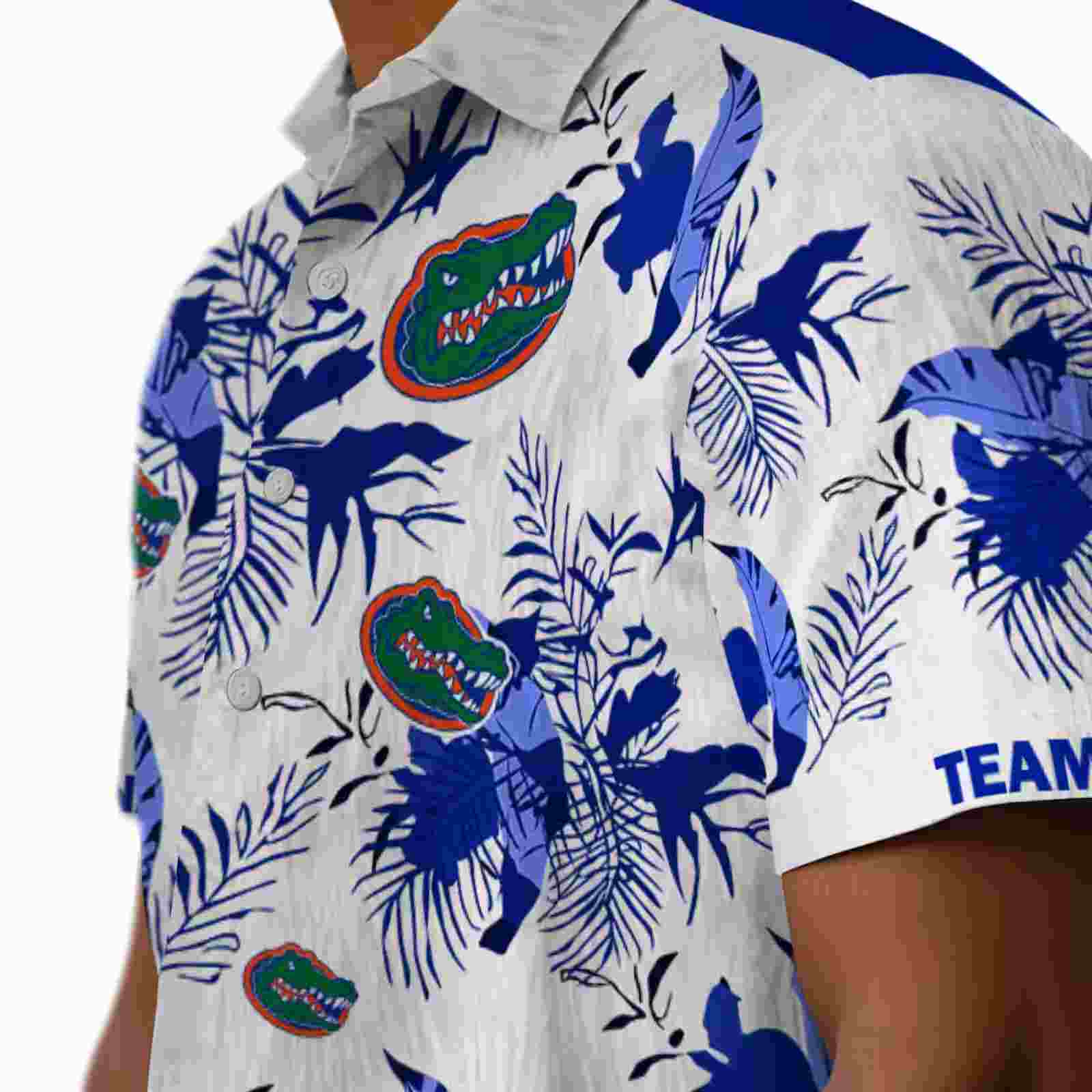 custom florida gators botanical theme blue white hawaiian shirt trendy