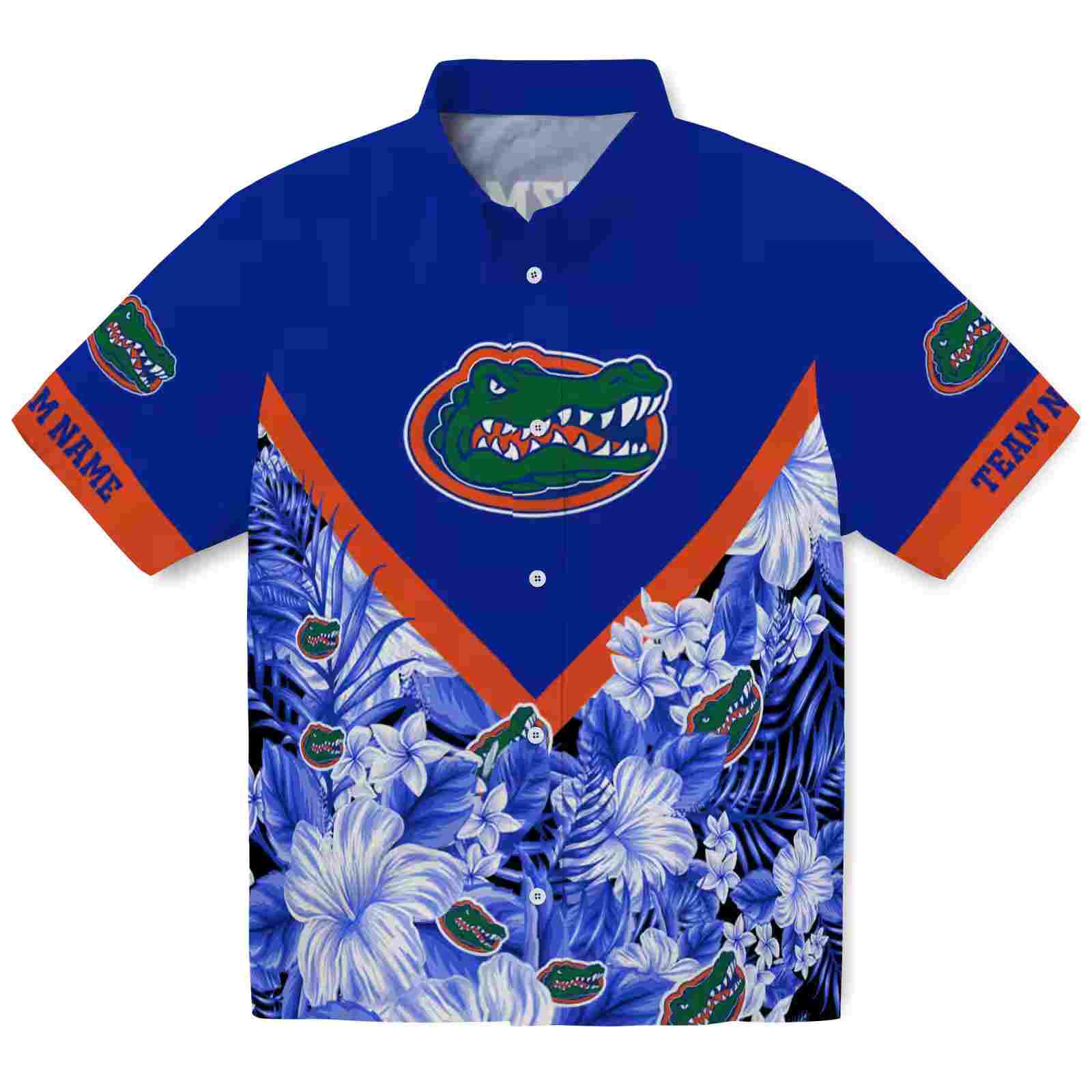 Custom Florida Gators Floral Chevron Blue Hawaiian Shirt