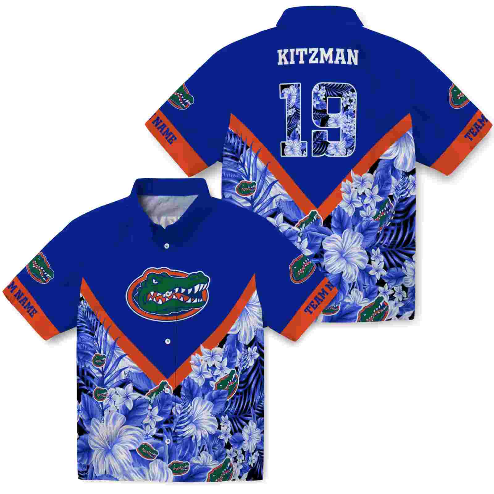 custom florida gators floral chevron blue hawaiian shirt high quality