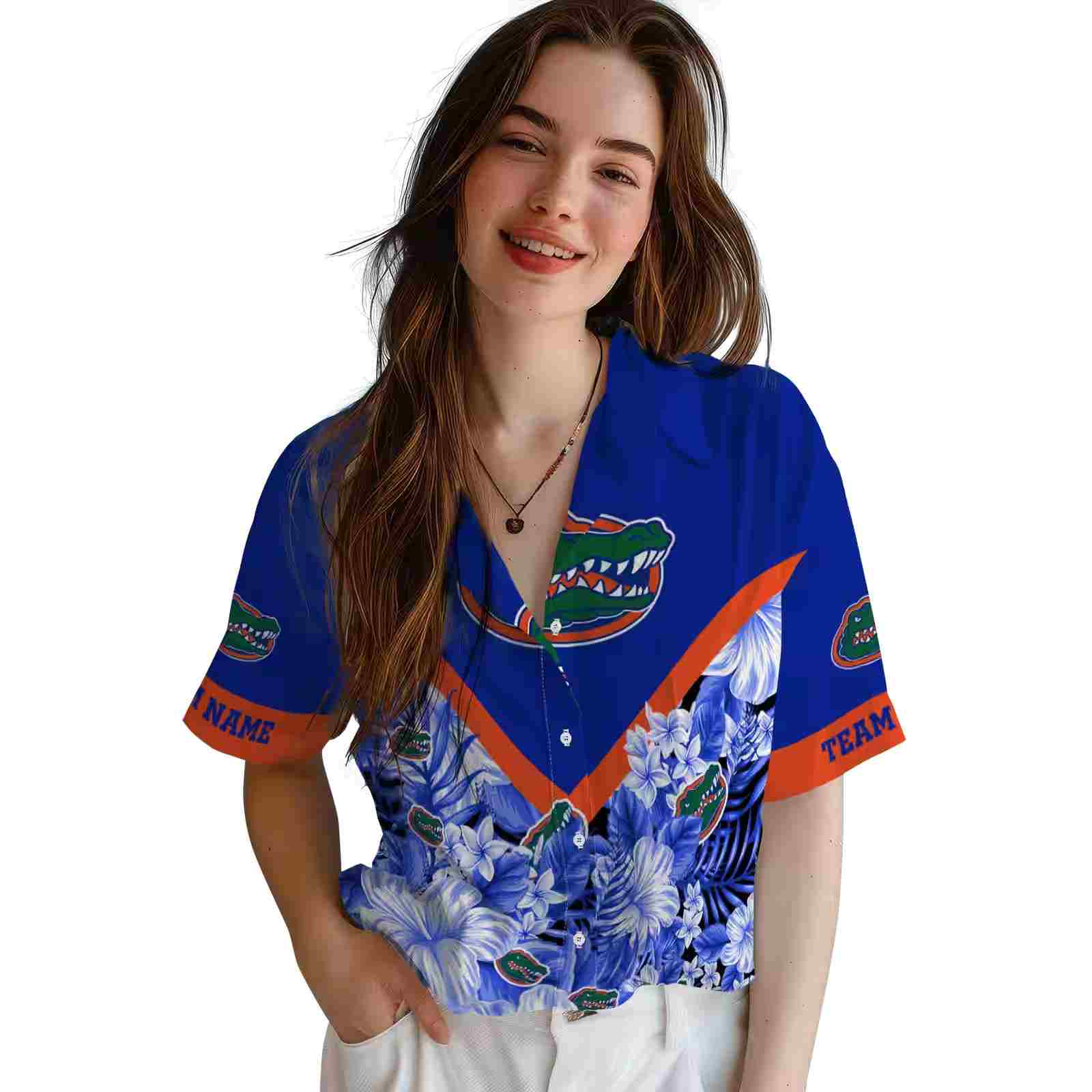 custom florida gators floral chevron blue hawaiian shirt latest model