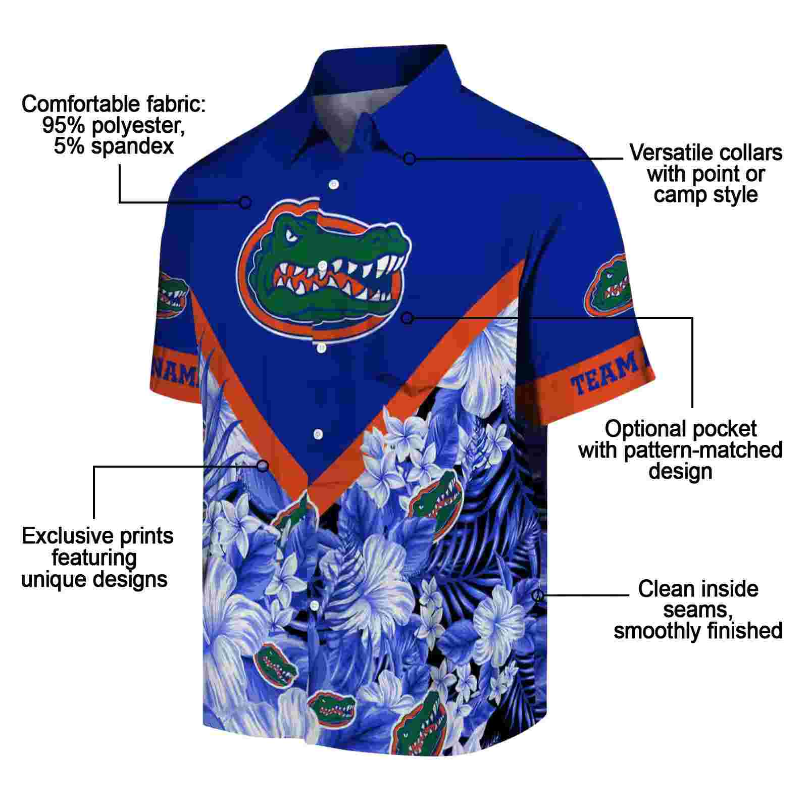 custom florida gators floral chevron blue hawaiian shirt new arrival