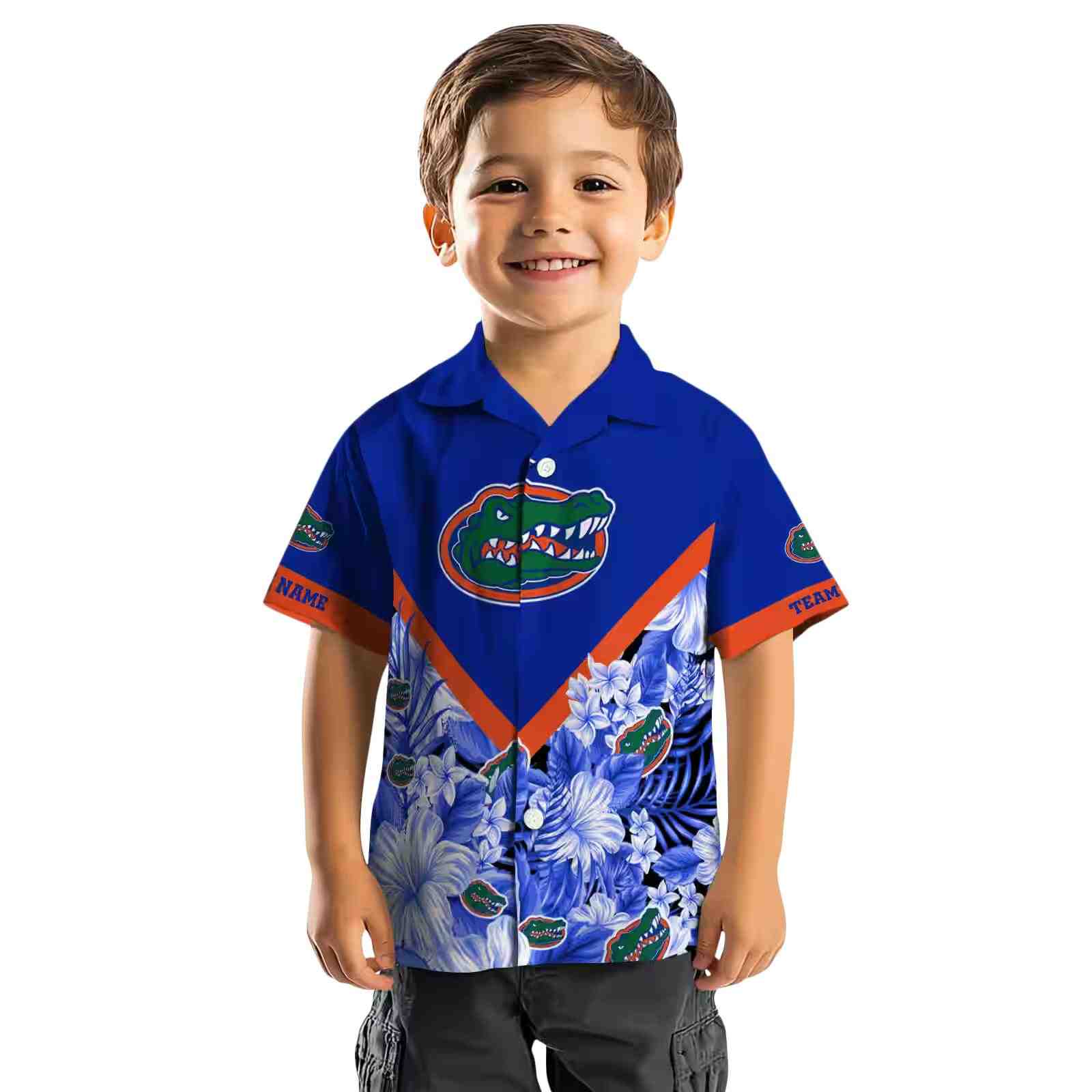 custom florida gators floral chevron blue hawaiian shirt top rated