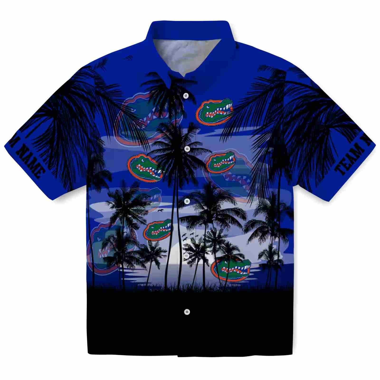 Custom Florida Gators Sunset Scene Blue Black Hawaiian Shirt