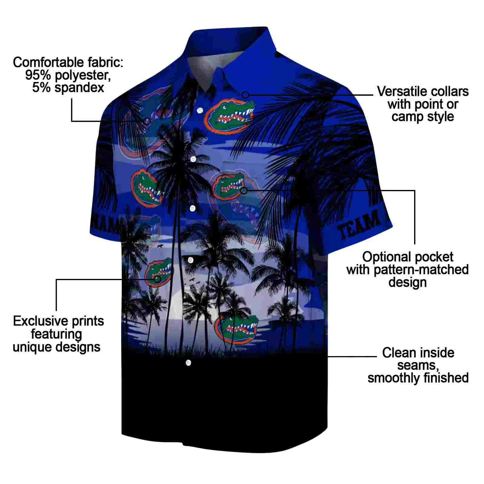 custom florida gators sunset scene blue black hawaiian shirt new arrival