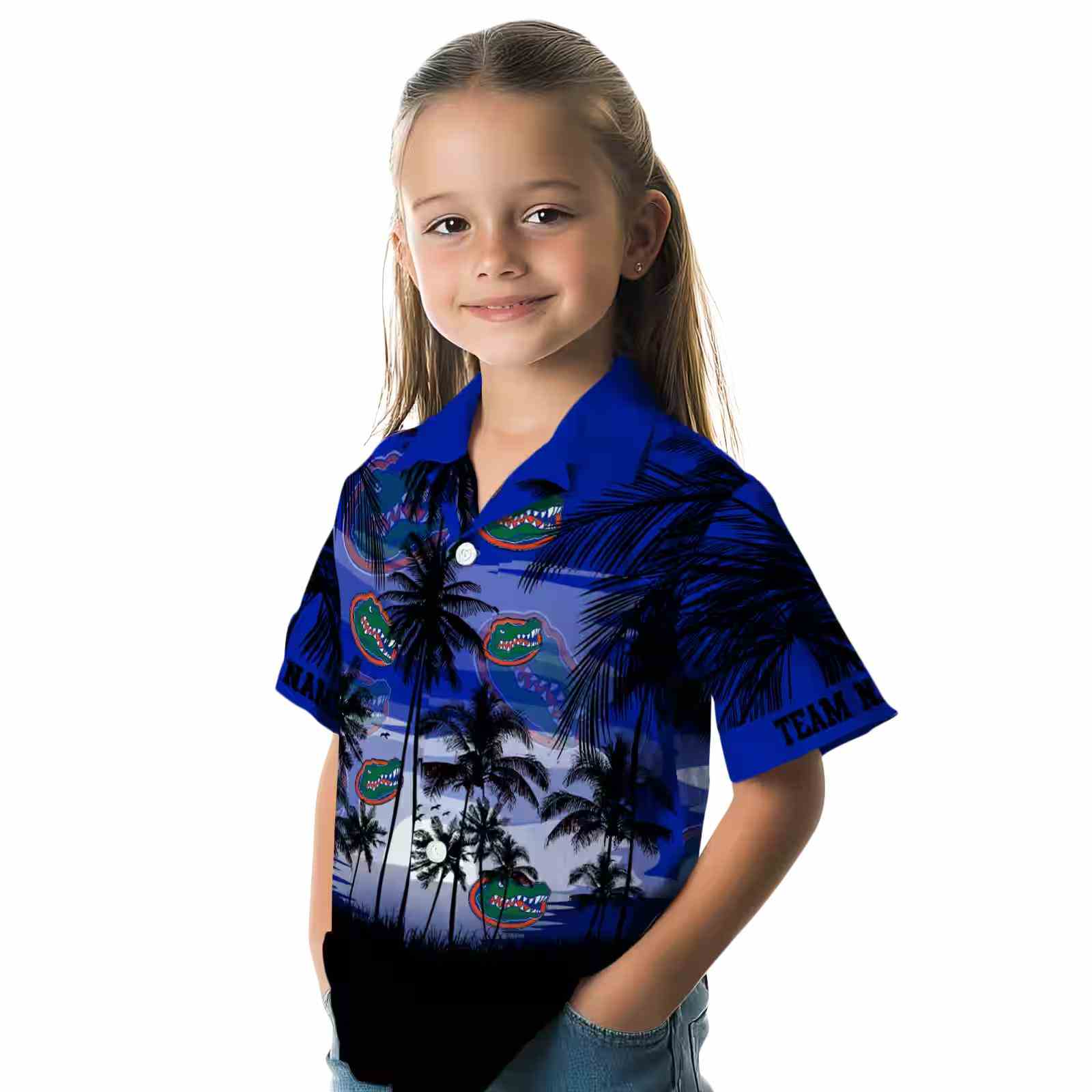 custom florida gators sunset scene blue black hawaiian shirt premium grade