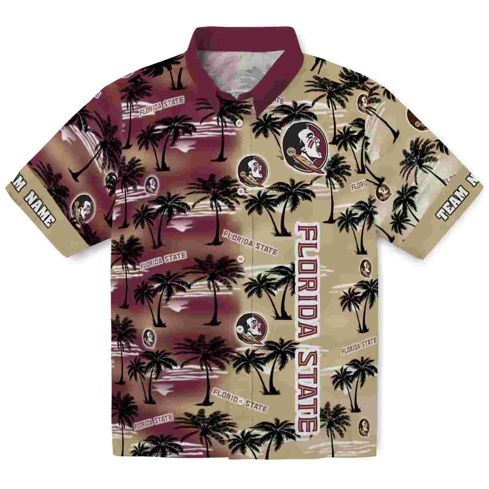 Custom Florida State Seminoles Palm Silhouettes Garnet Hawaiian Shirt