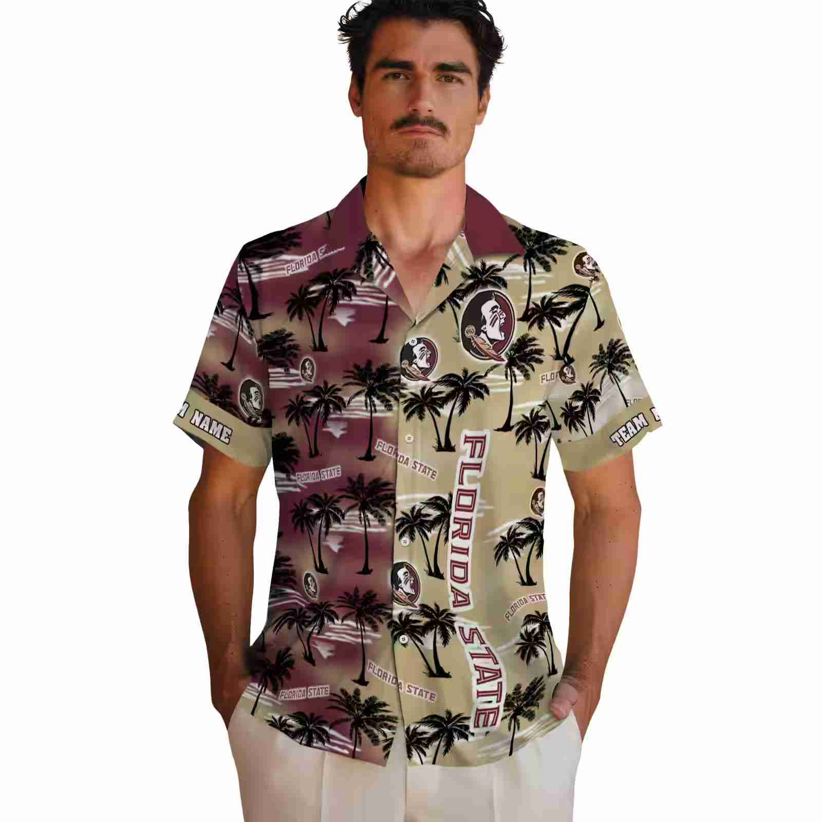 custom florida state seminoles palm silhouettes garnet hawaiian shirt fashion forward