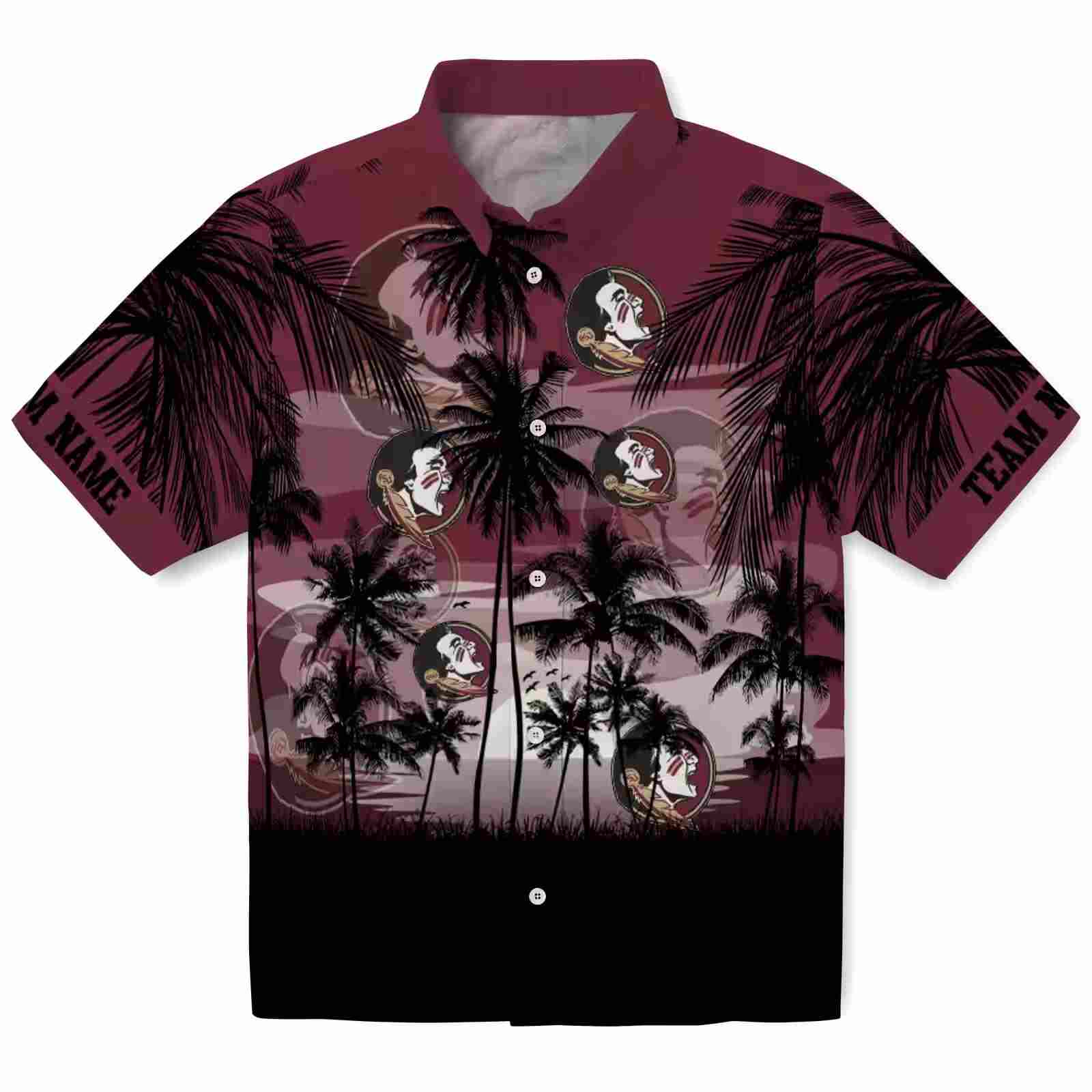 Custom Florida State Seminoles Sunset Scene Garnet Black Hawaiian Shirt