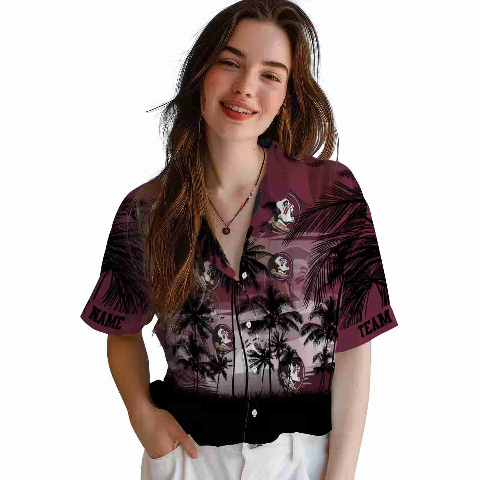 custom florida state seminoles sunset scene garnet black hawaiian shirt latest model