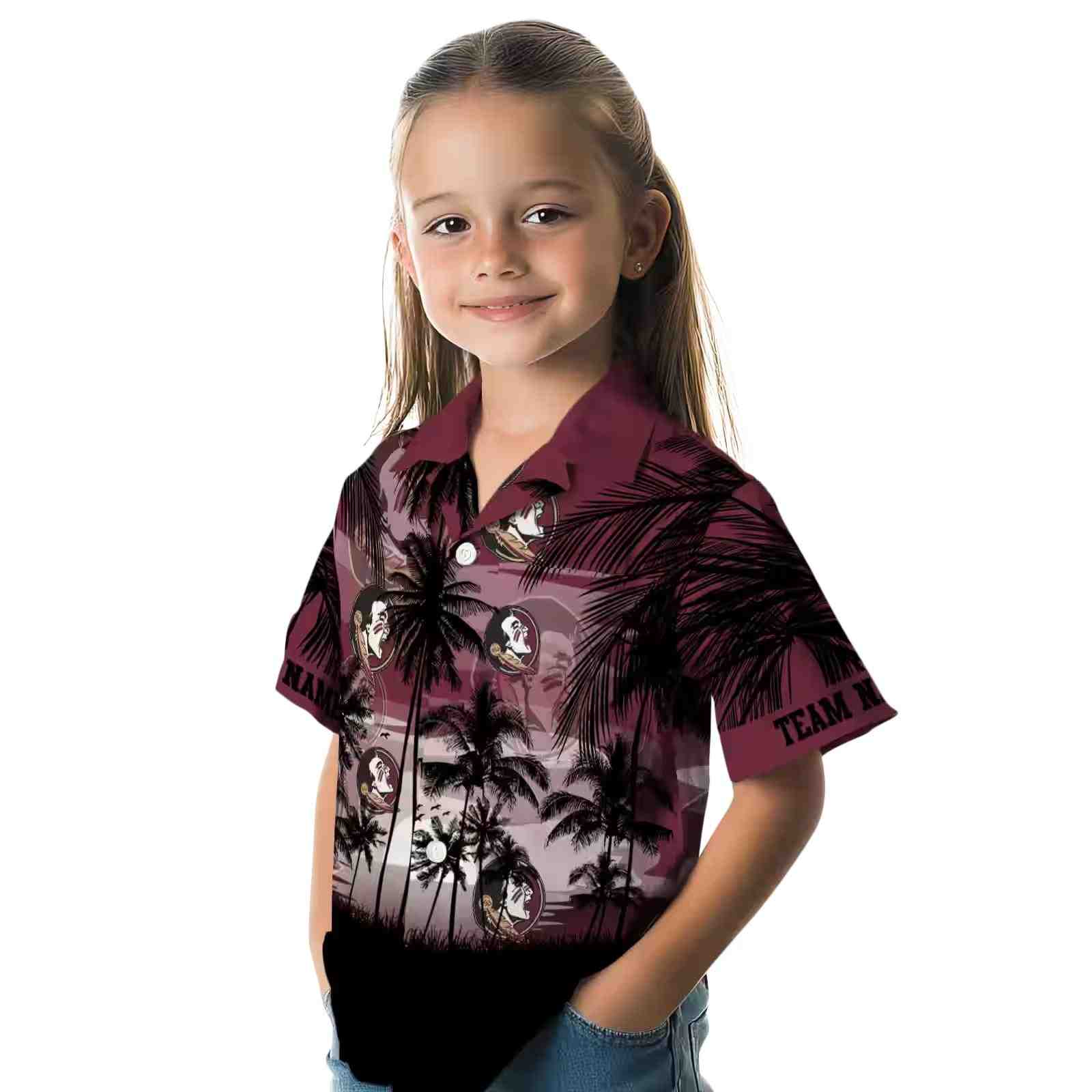 custom florida state seminoles sunset scene garnet black hawaiian shirt premium grade